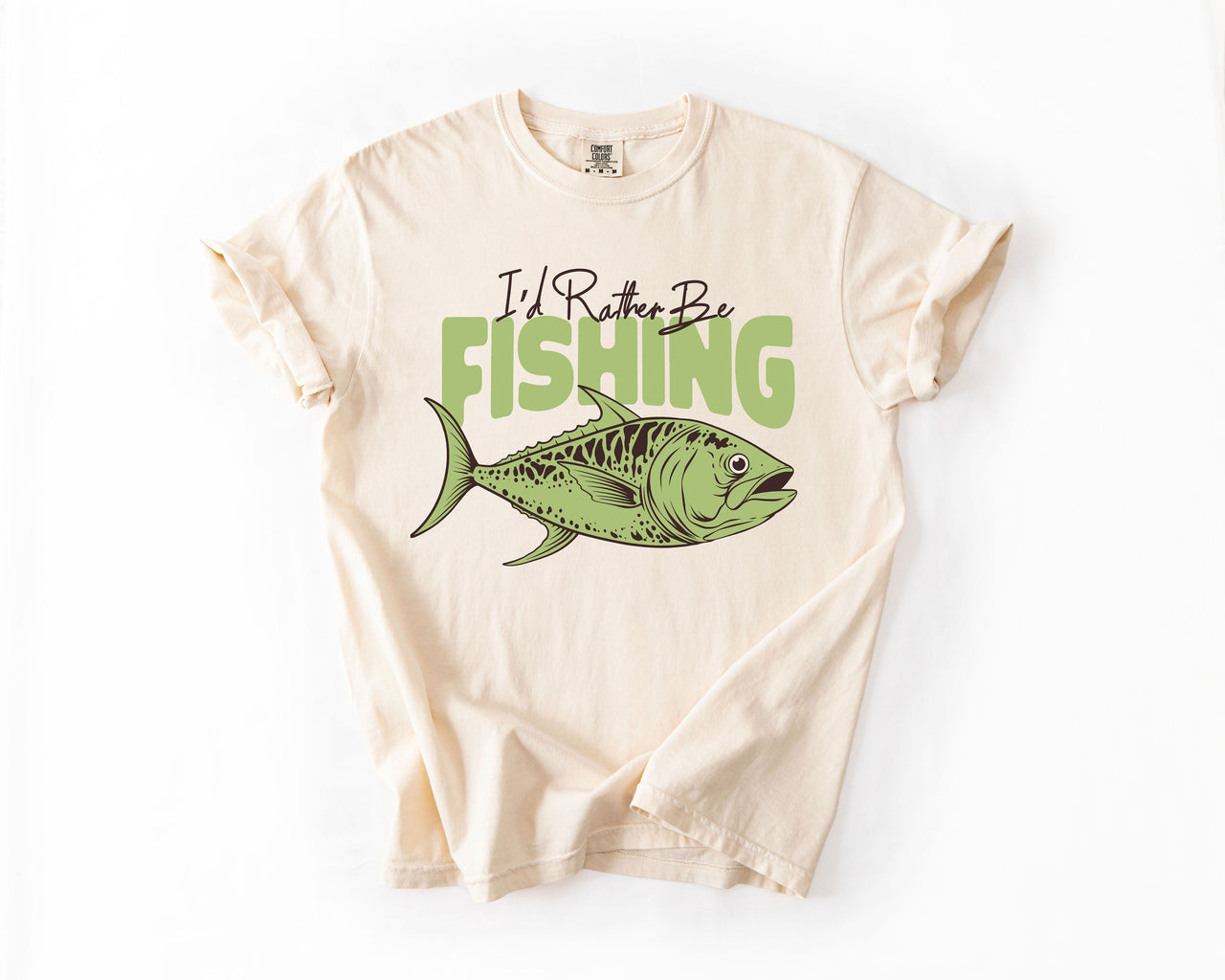 I'd Rather Be Fishing Boat Lake Life Sea Life Camping Outdoor Nature Travel Comfort Colors Tee