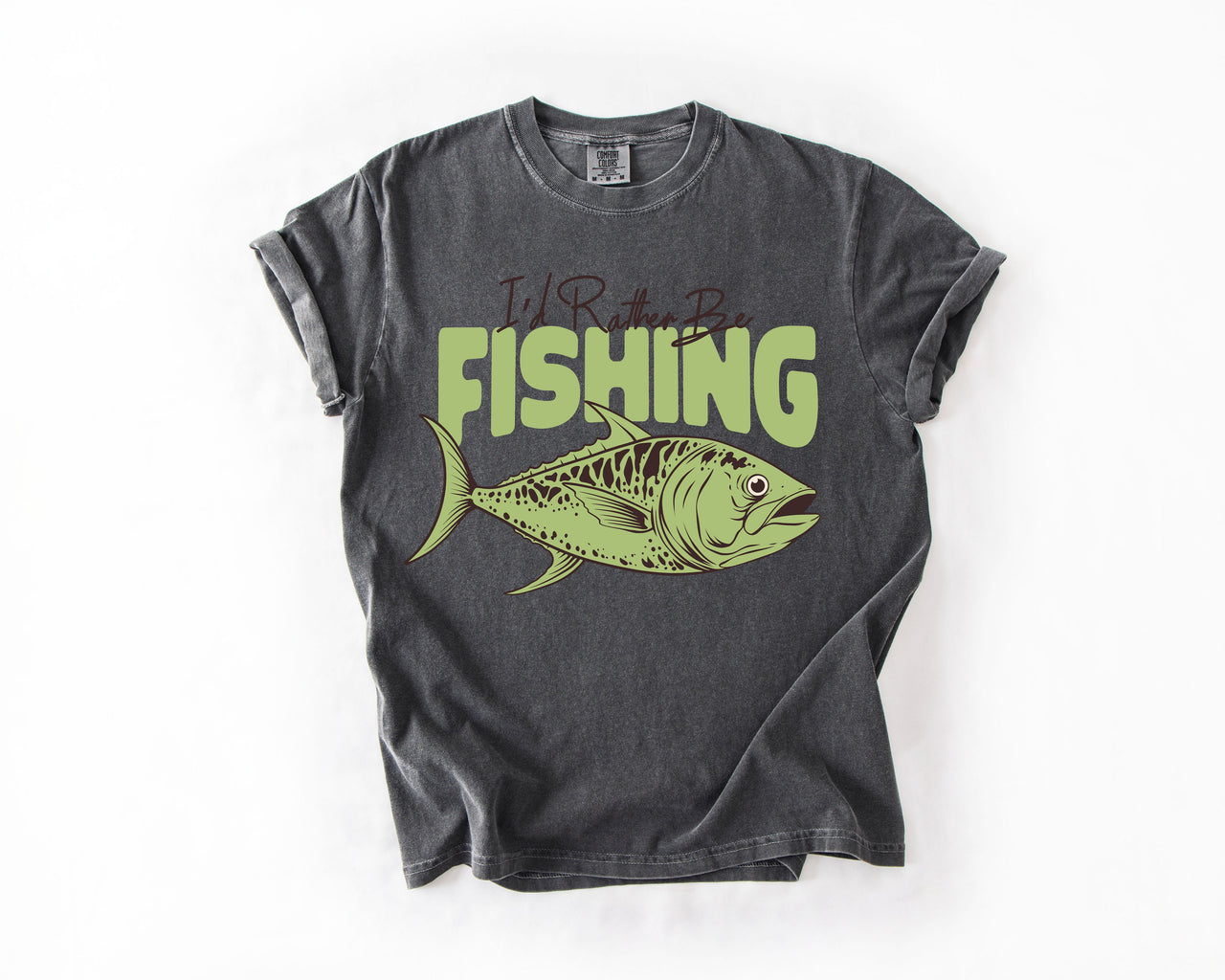 I'd Rather Be Fishing Boat Lake Life Sea Life Camping Outdoor Nature Travel Comfort Colors Tee