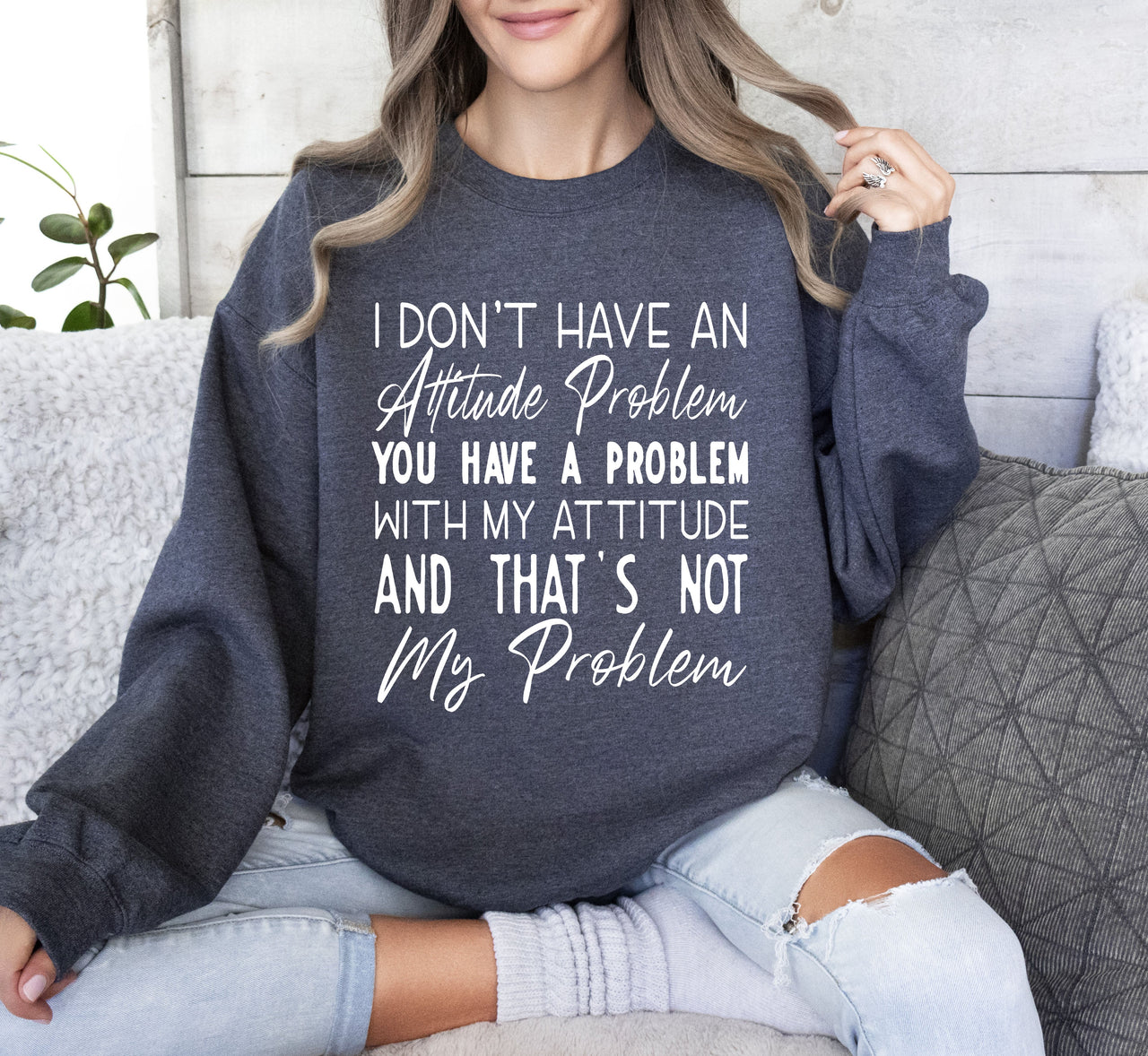 Attitude Problem Sarcastic College Humor Retro Vintage Bold Streetwear Graphic Sweatshirt