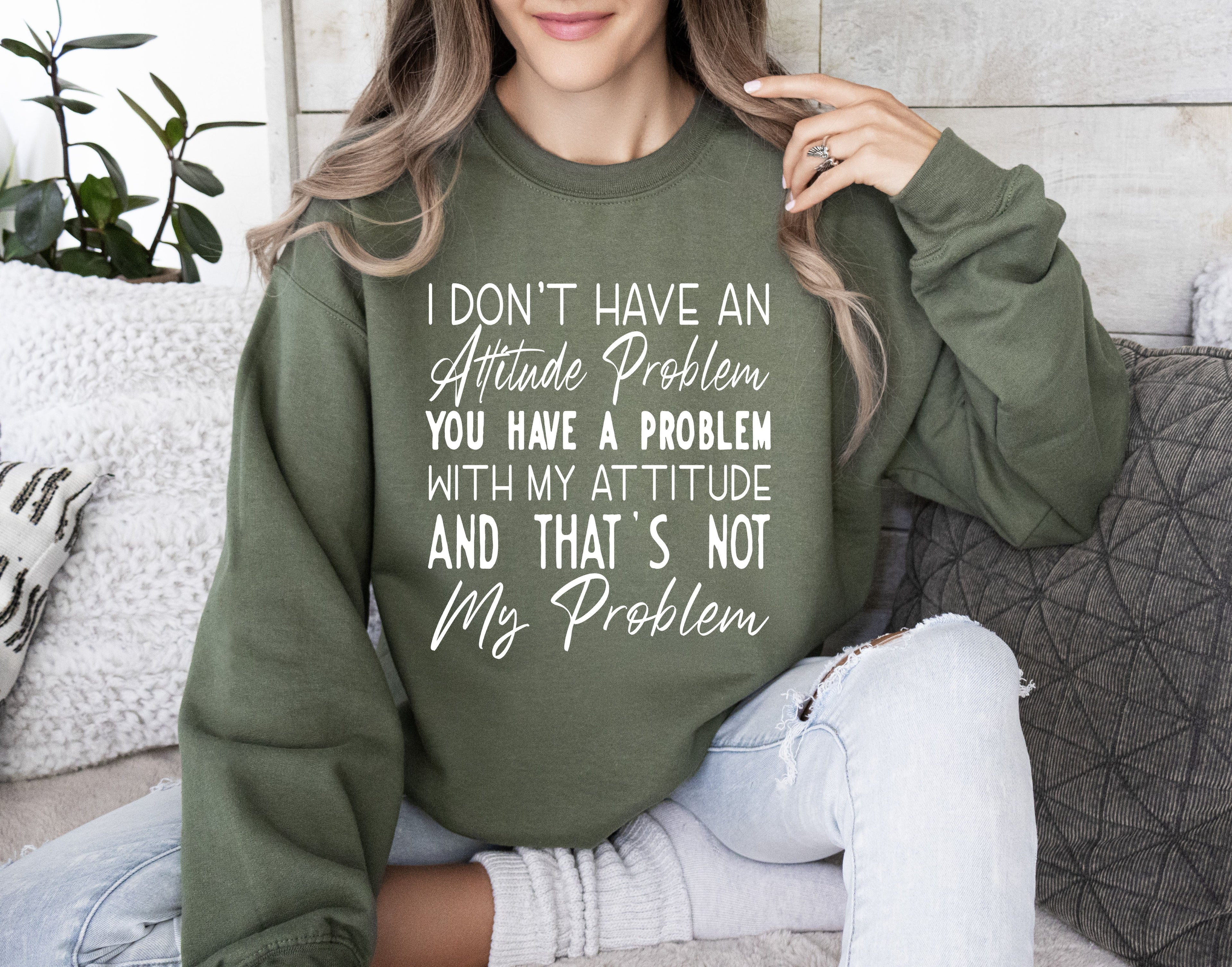 Attitude Problem Sarcastic College Humor Retro Vintage Bold Streetwear Graphic Sweatshirt