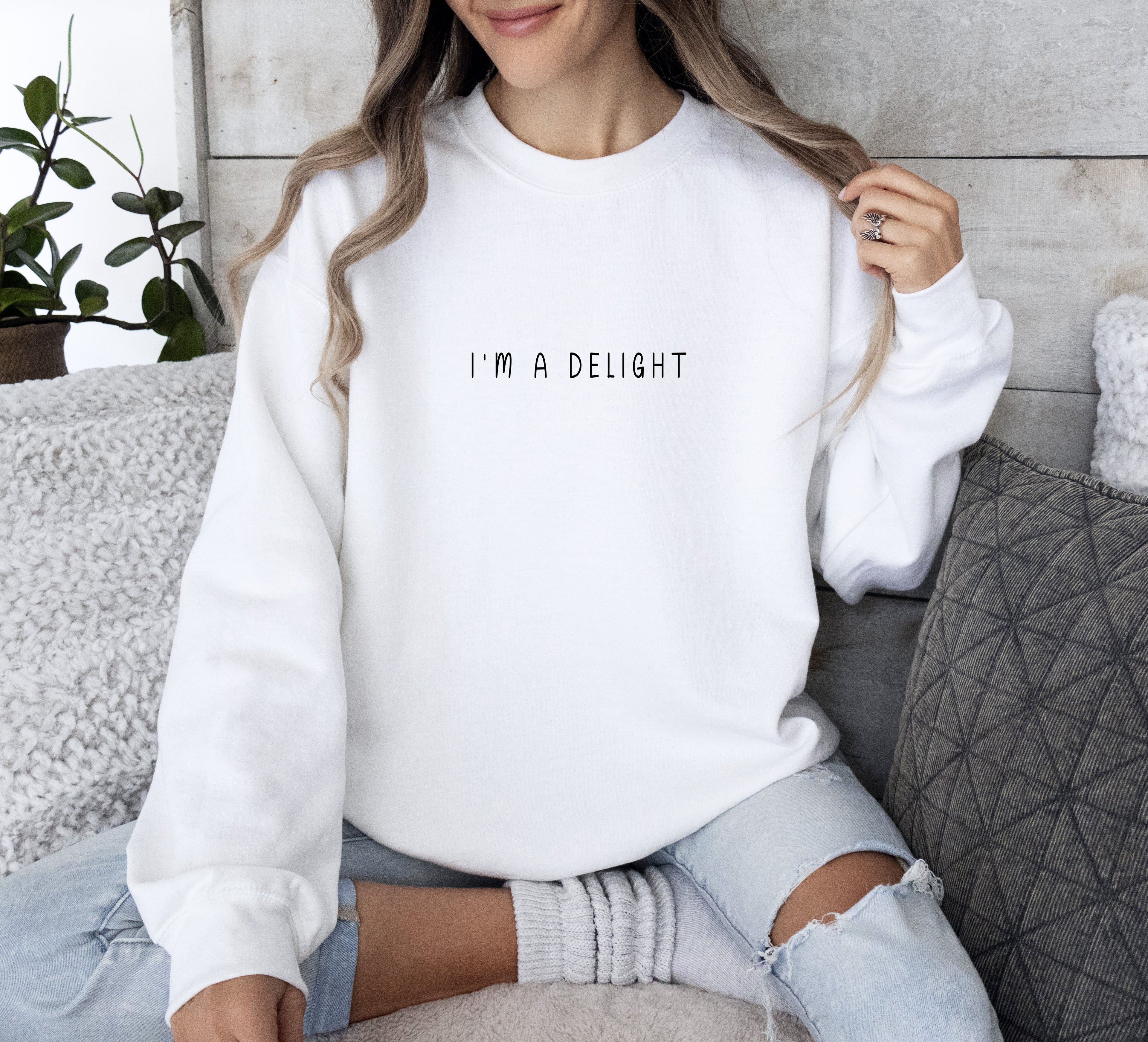 I'm A Delight Minimal Sarcastic College Humor Quote Modern Premium Graphic Sweatshirt