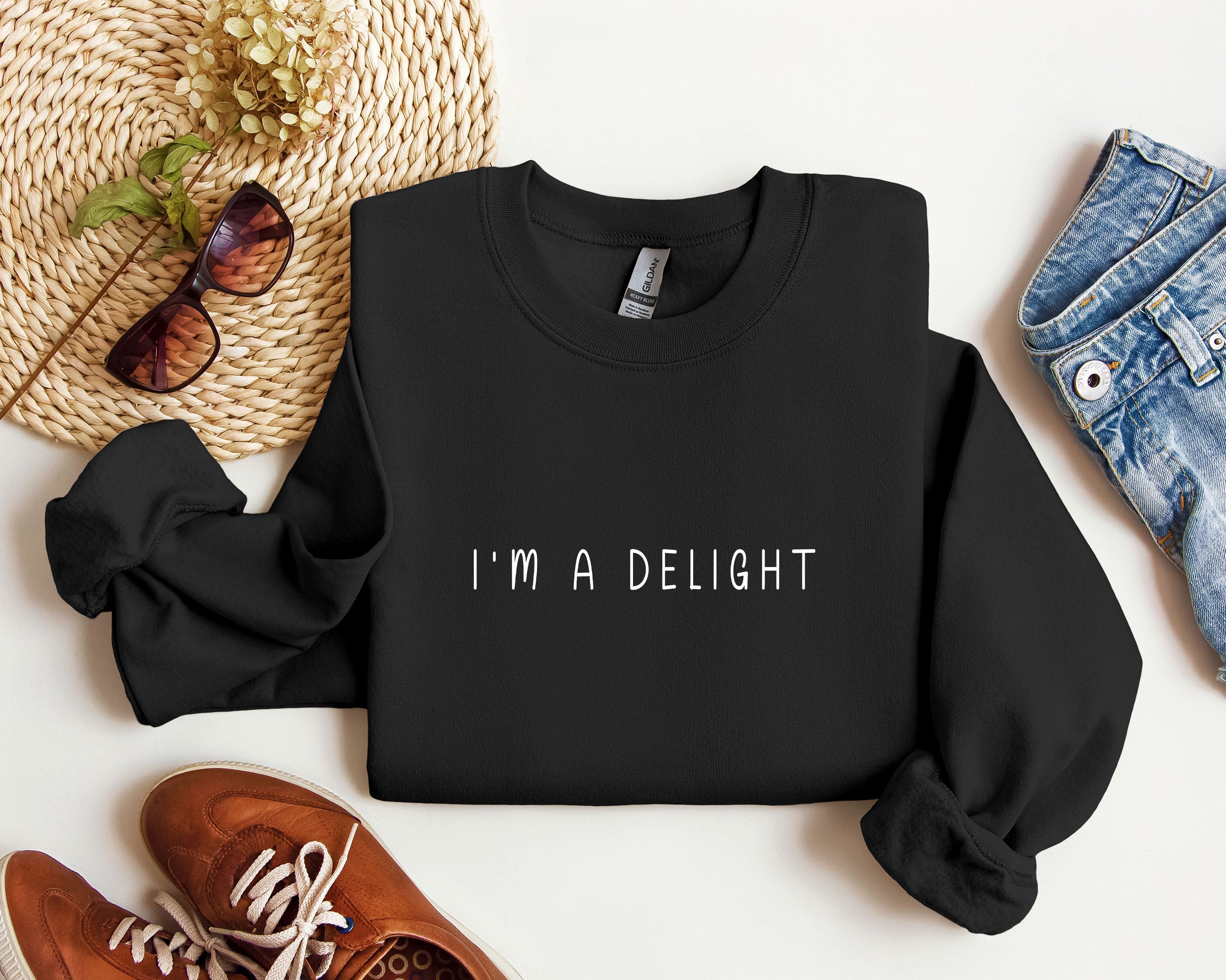 I'm A Delight Minimal Sarcastic College Humor Quote Modern Premium Graphic Sweatshirt