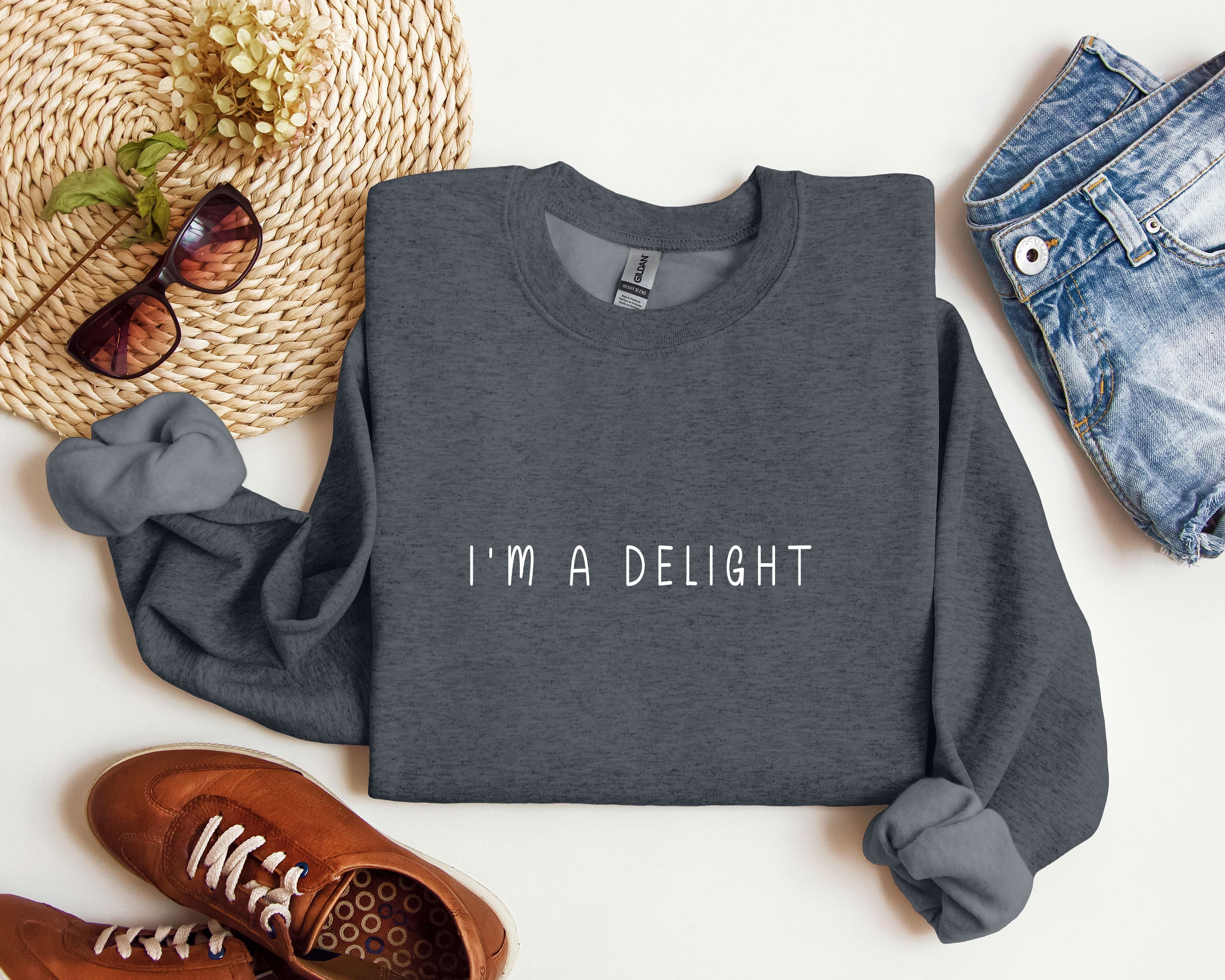 I'm A Delight Minimal Sarcastic College Humor Quote Modern Premium Graphic Sweatshirt