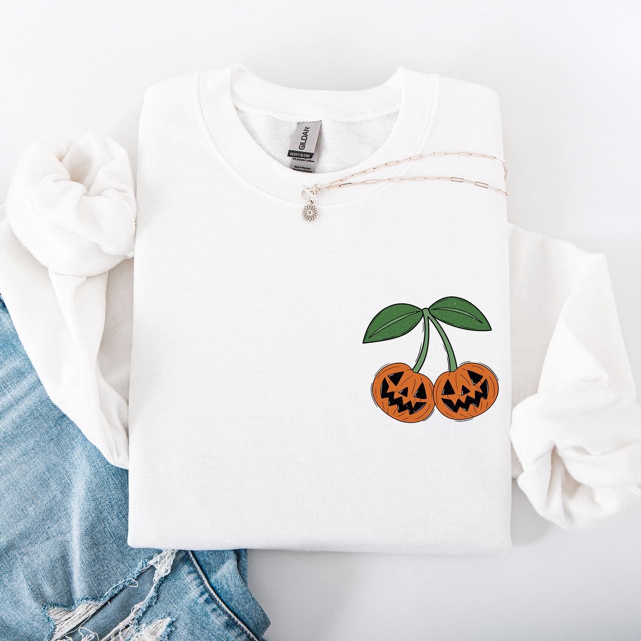 Jack O Lantern Cherry Halloween Vintage Retro Cozy Autumn Night In Graphic Sweatshirt