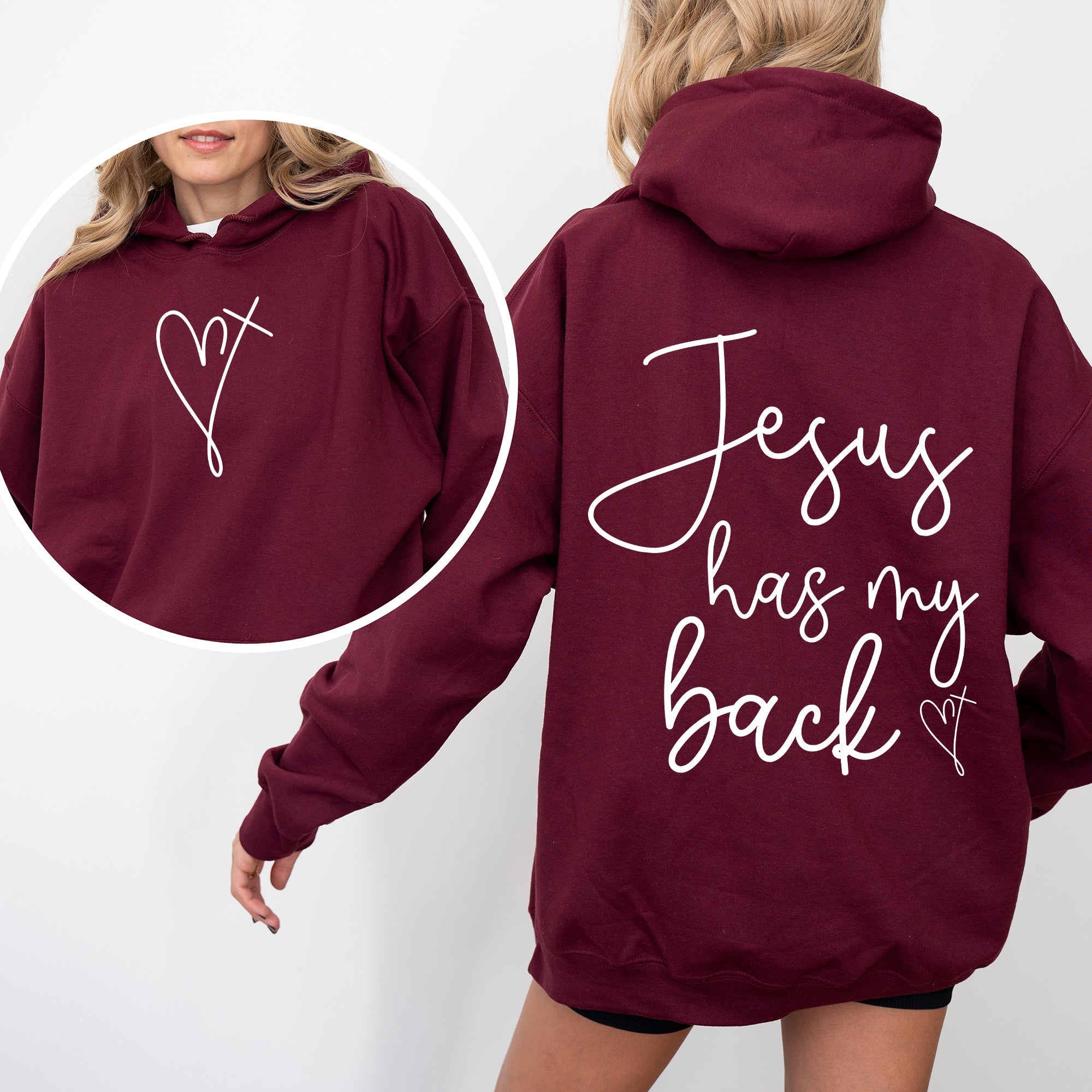 Jesus Has My Back Bible Verse Faith Prayer Encouragement For Christians Strength And Hope Daily Living Hoodie