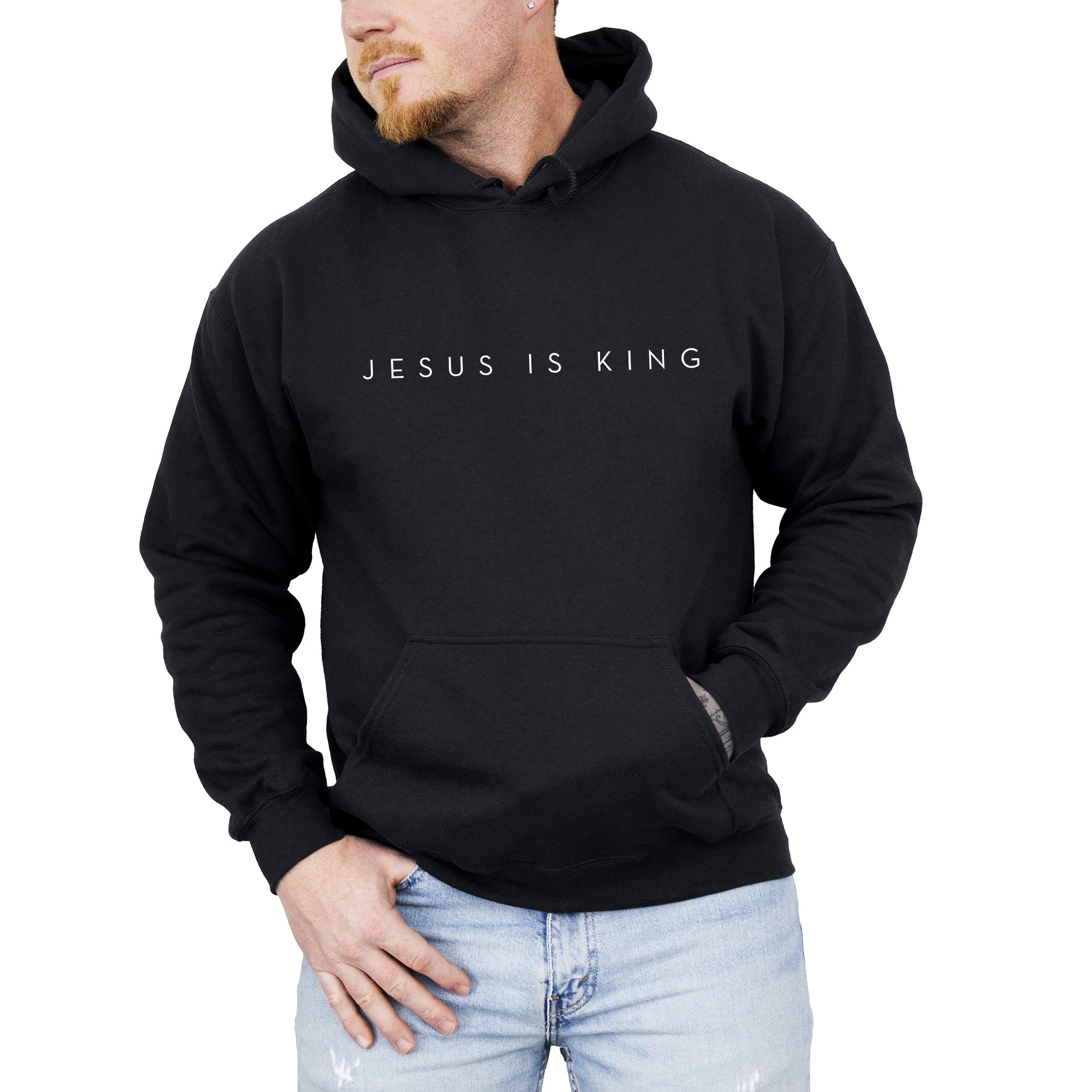 Jesus Is King Minimalist Religious Faith Gospel Christian Statement Of Faith Hoodie
