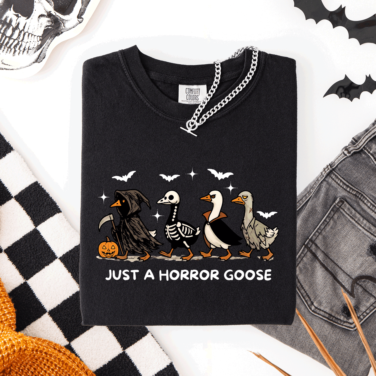 Just A Horror Goose Halloween Spooky Cute Edition Exclusive Limited Comfort Colors Tee
