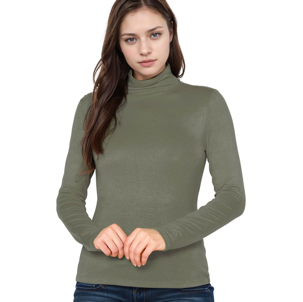 Women's Long Sleeve Turtle Neck Fitted Top