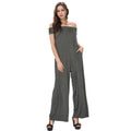 Women's Off Shoulder Wide Leg Jumpsuit With Pockets
