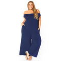 Plus Size Off Shoulder Wide Leg Jumpsuit
