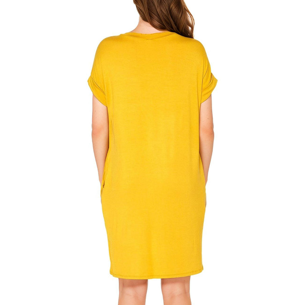 Women's V-Neck T-shirt Dress With Pocket