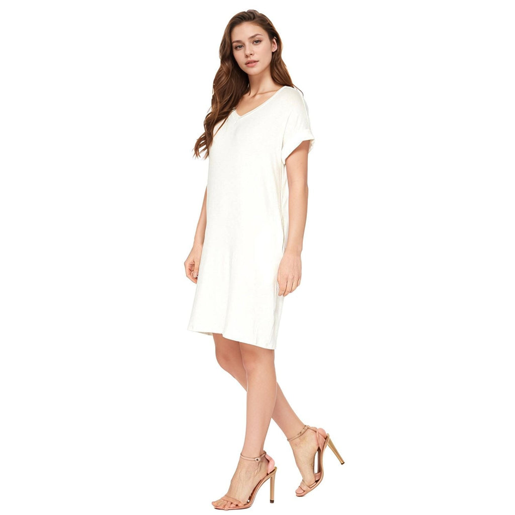 Women's V-Neck T-shirt Dress With Pocket