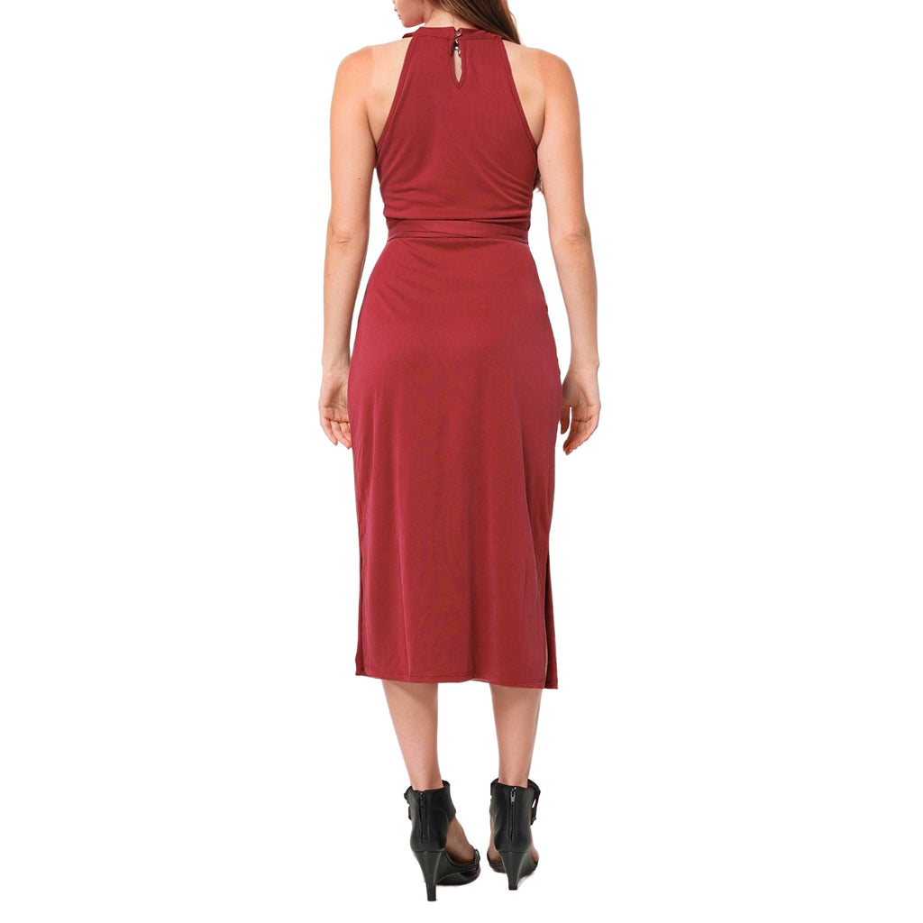 Women's Haltered Sheath Midi Dress In Wine