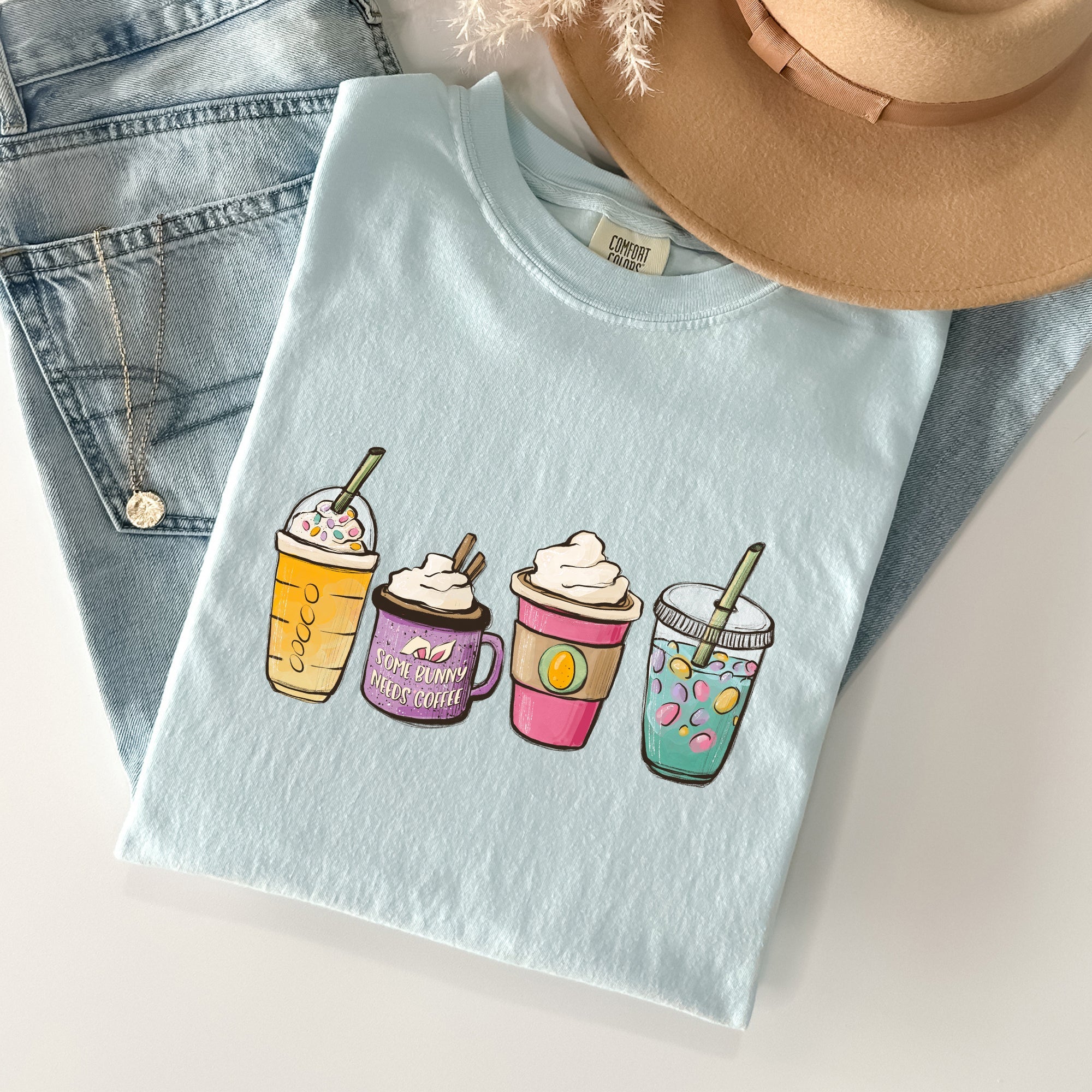 Easter Morning Coffee Lovers Coffee Drinks Vintage Style Graphic Comfort Colors Tee