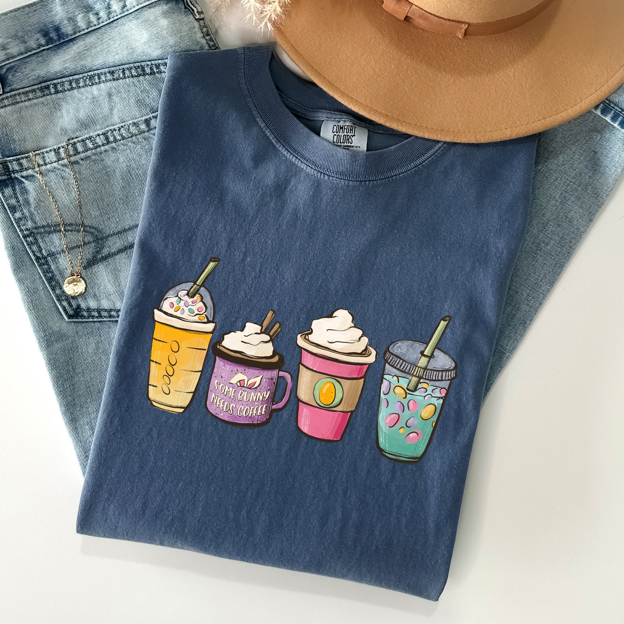 Easter Morning Coffee Lovers Coffee Drinks Vintage Style Graphic Comfort Colors Tee