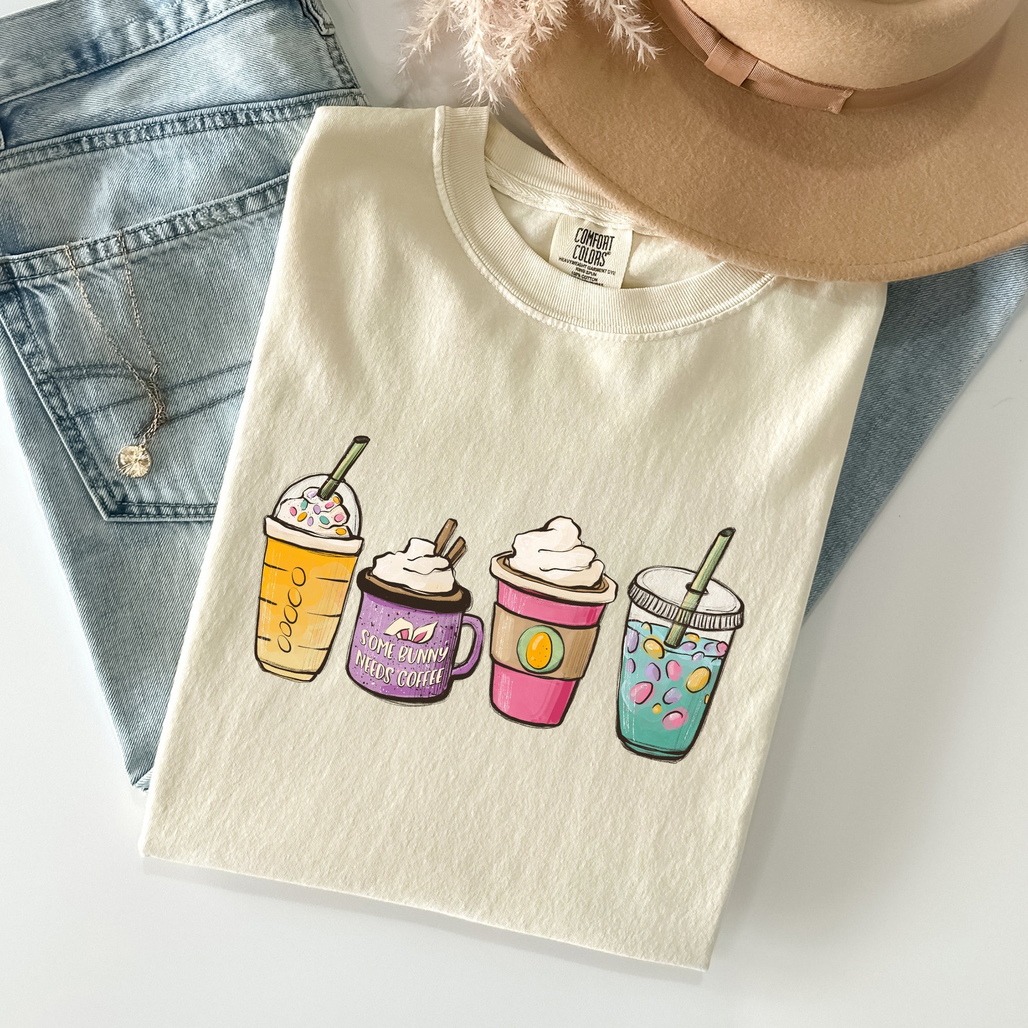 Easter Morning Coffee Lovers Coffee Drinks Vintage Style Graphic Comfort Colors Tee