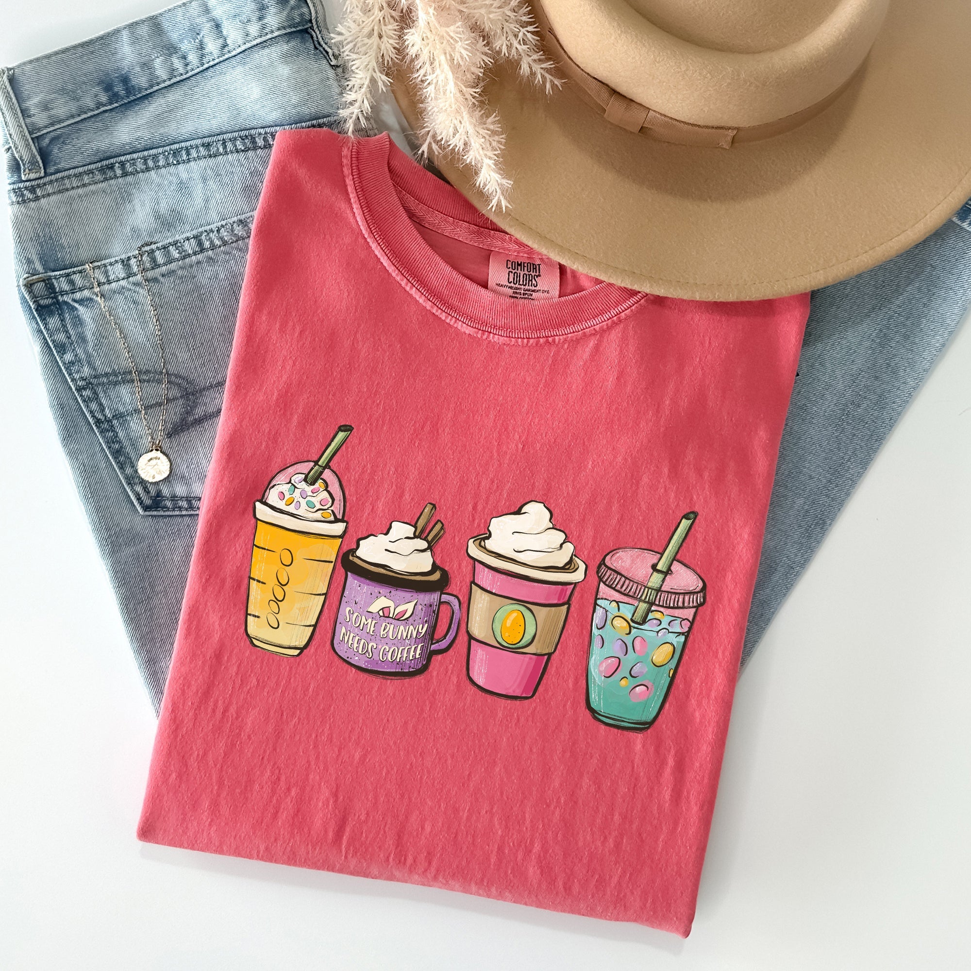 Easter Morning Coffee Lovers Coffee Drinks Vintage Style Graphic Comfort Colors Tee