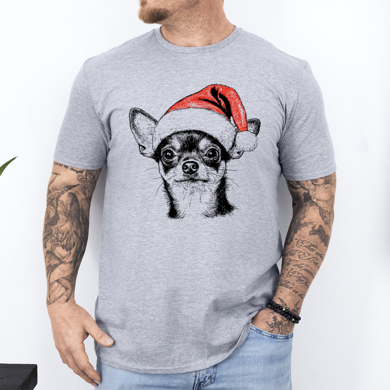 Chihuahua Santa Christmas Dog Lover Festive Paws Edition Premium Comfort Colors Tee