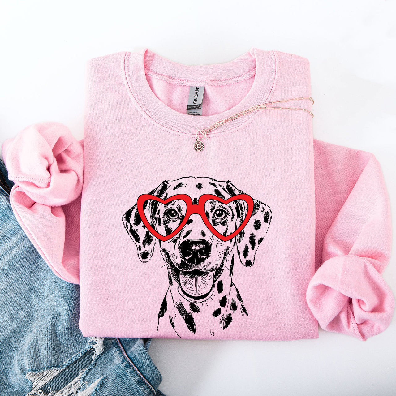 Dalmatian Valentine Love For Dogs Graphic Illustration Cozy Pride Deluxe Sweatshirt