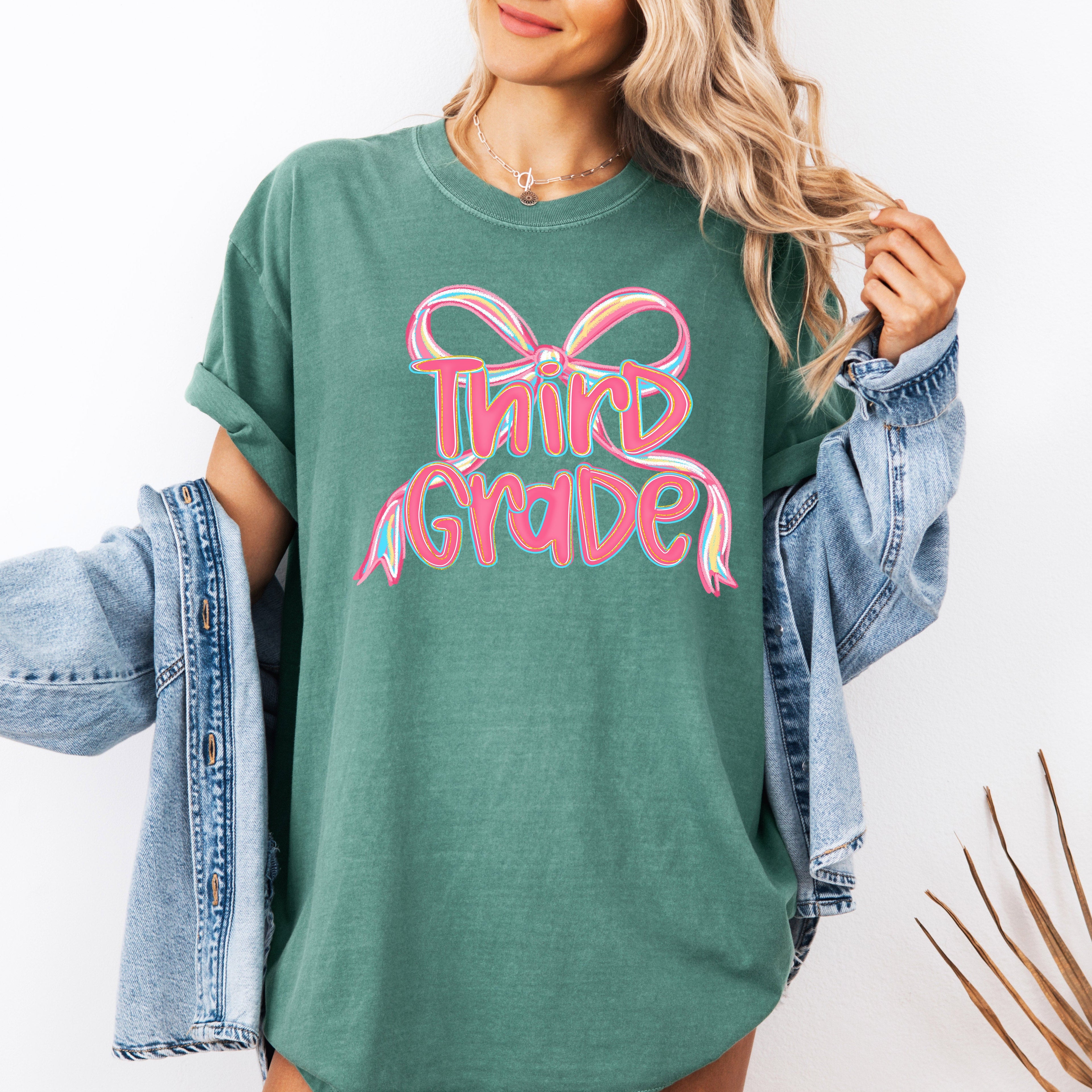 Third Grade Teacher Bow Back to School First Day Teacher Appreciation Edition Comfort Colors Tee