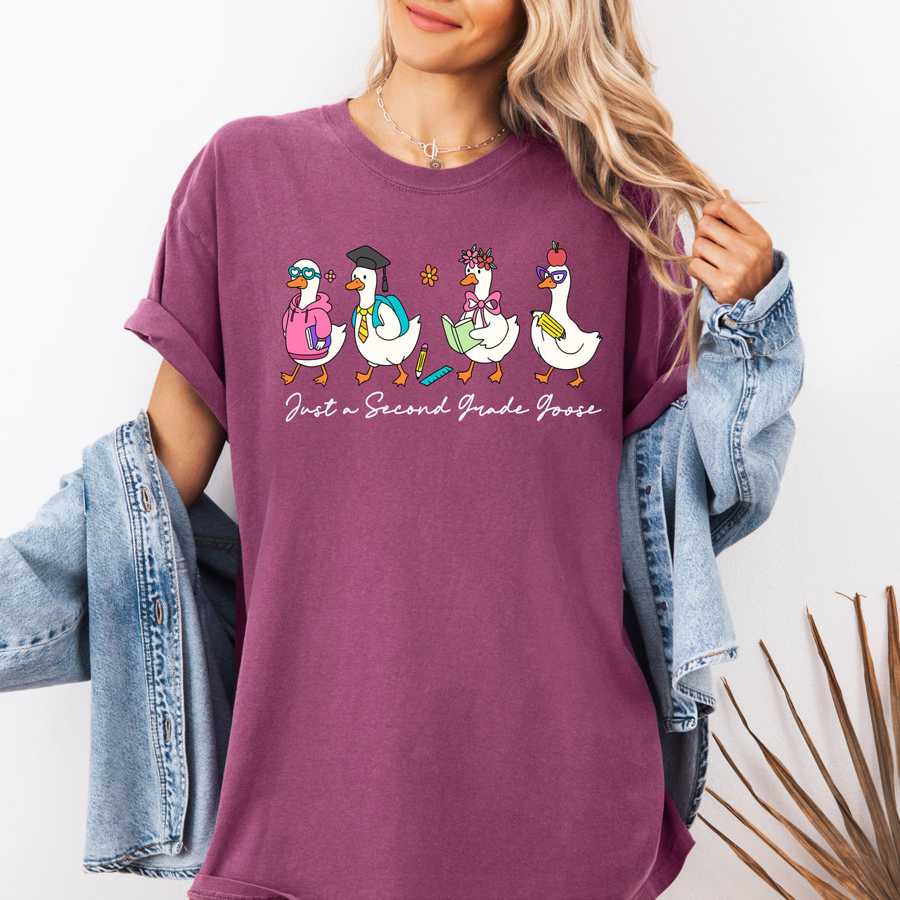 Just A Second Grade Goose Bow Design For Teachers First Day Back To School Comfort Colors Tee