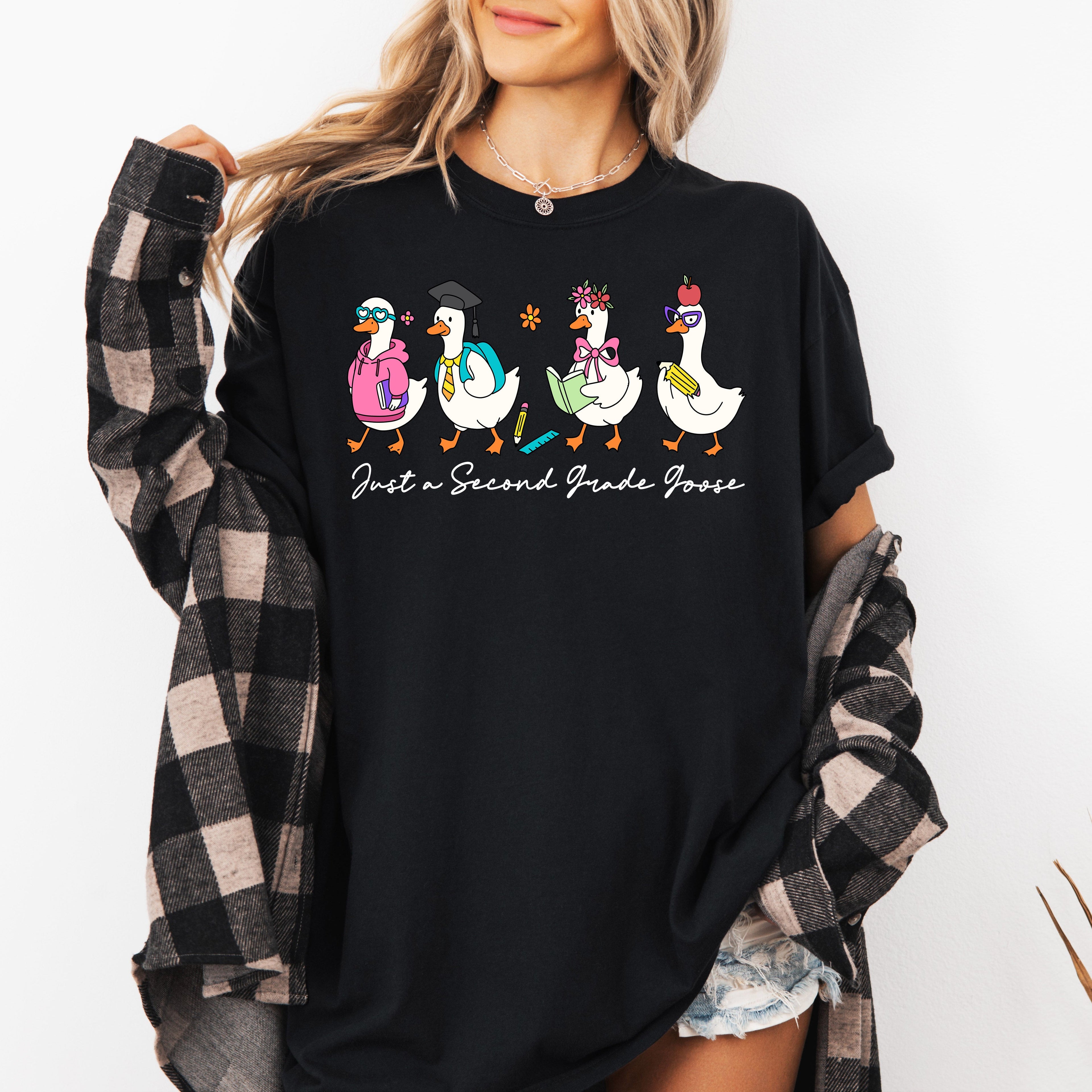 Just A Second Grade Goose Bow Design For Teachers First Day Back To School Comfort Colors Tee