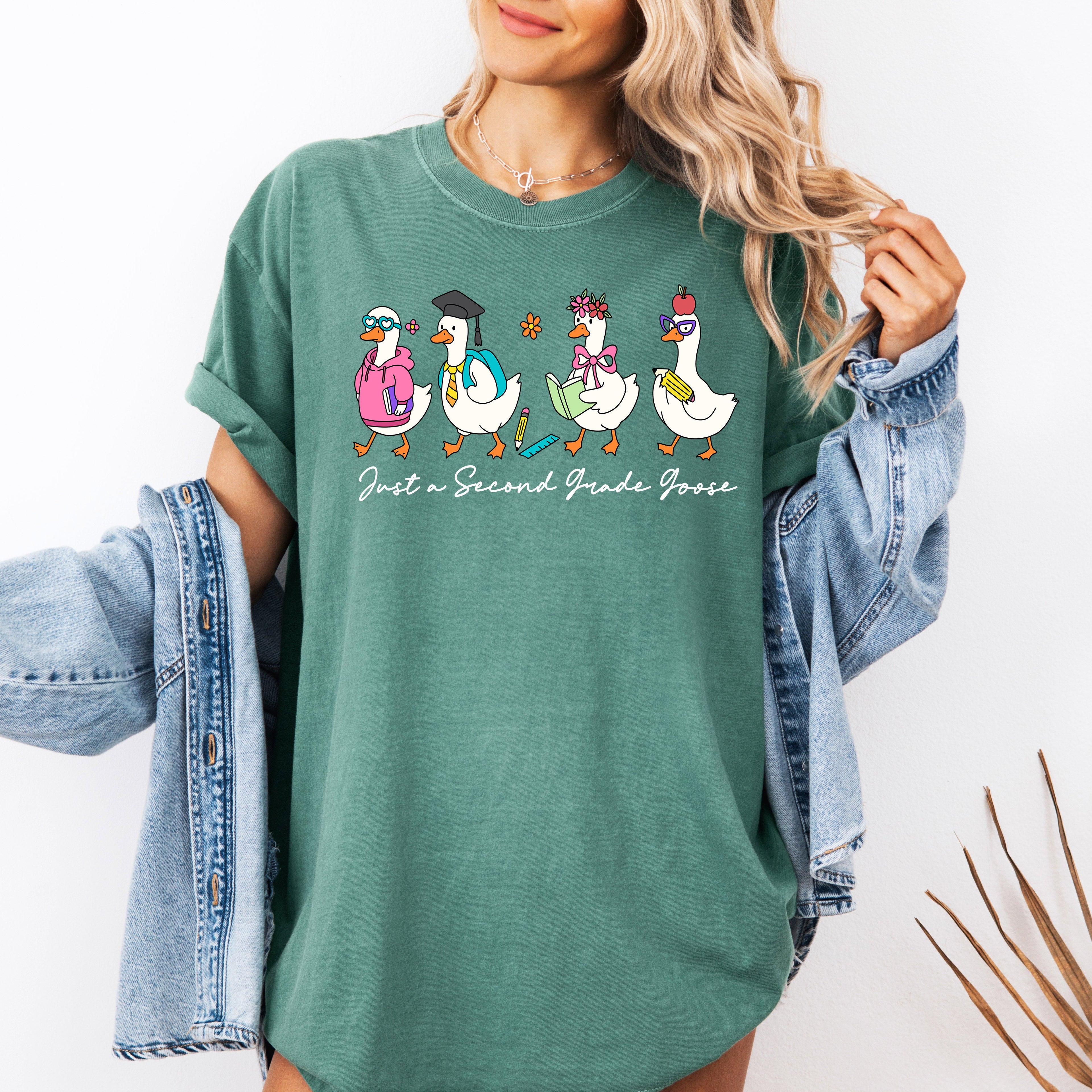 Just A Second Grade Goose Bow Design For Teachers First Day Back To School Comfort Colors Tee