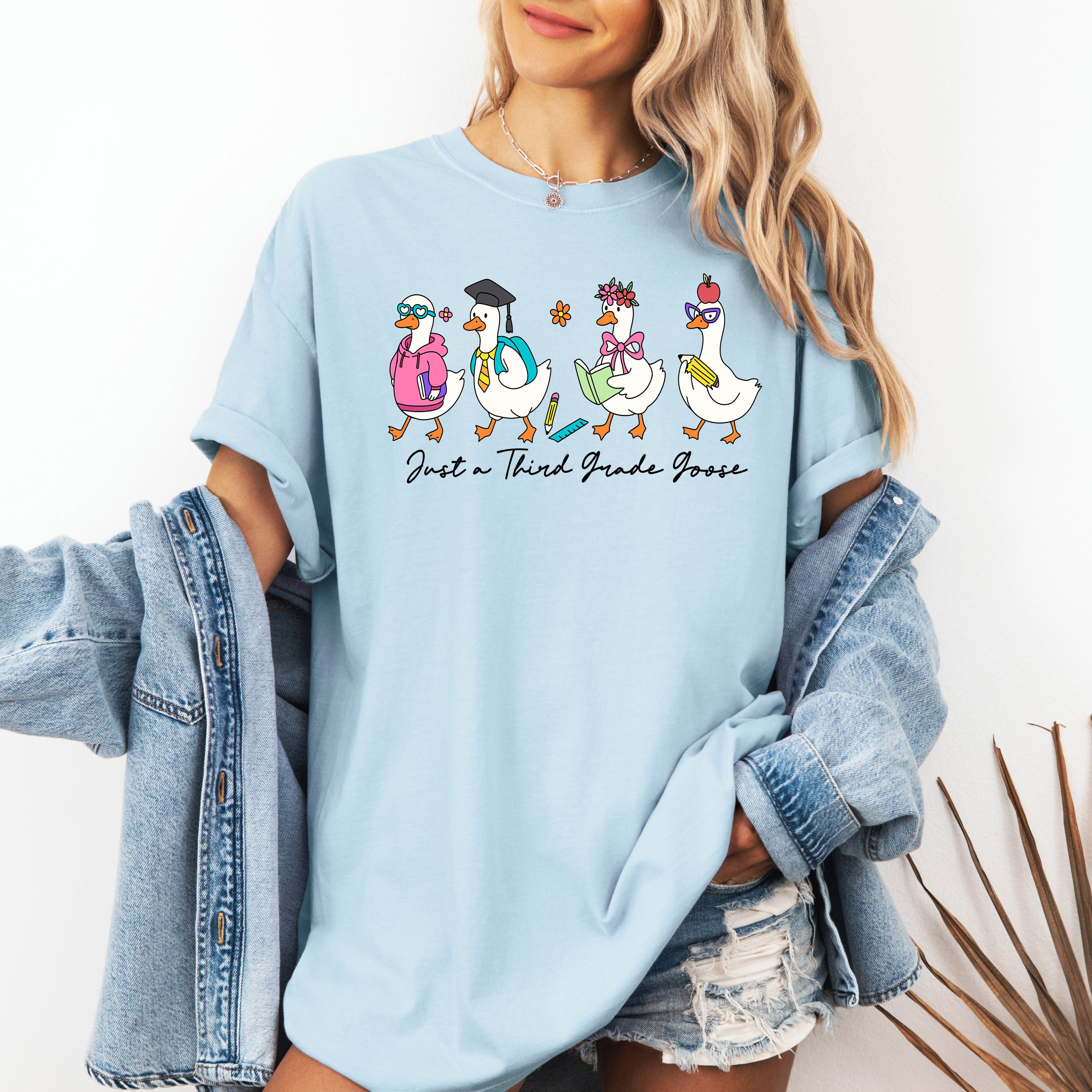 Just A Third Grade Goose Bow First Day Of School Teacher Appreciation Edition Comfort Colors Tee