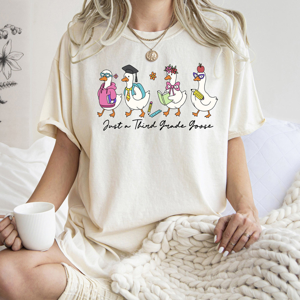 Just A Third Grade Goose Bow First Day Of School Teacher Appreciation Edition Comfort Colors Tee