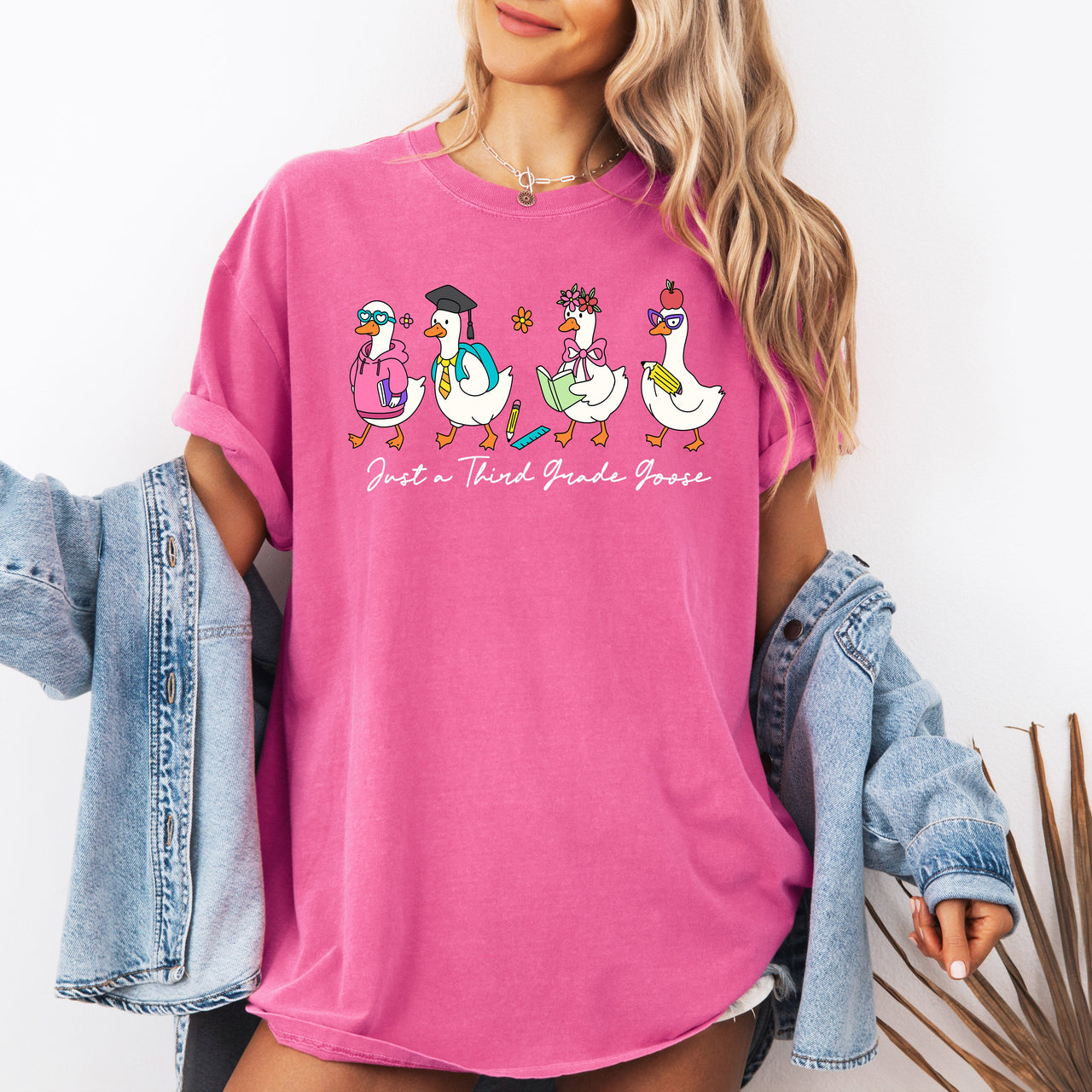 Just A Third Grade Goose Bow First Day Of School Teacher Appreciation Edition Comfort Colors Tee