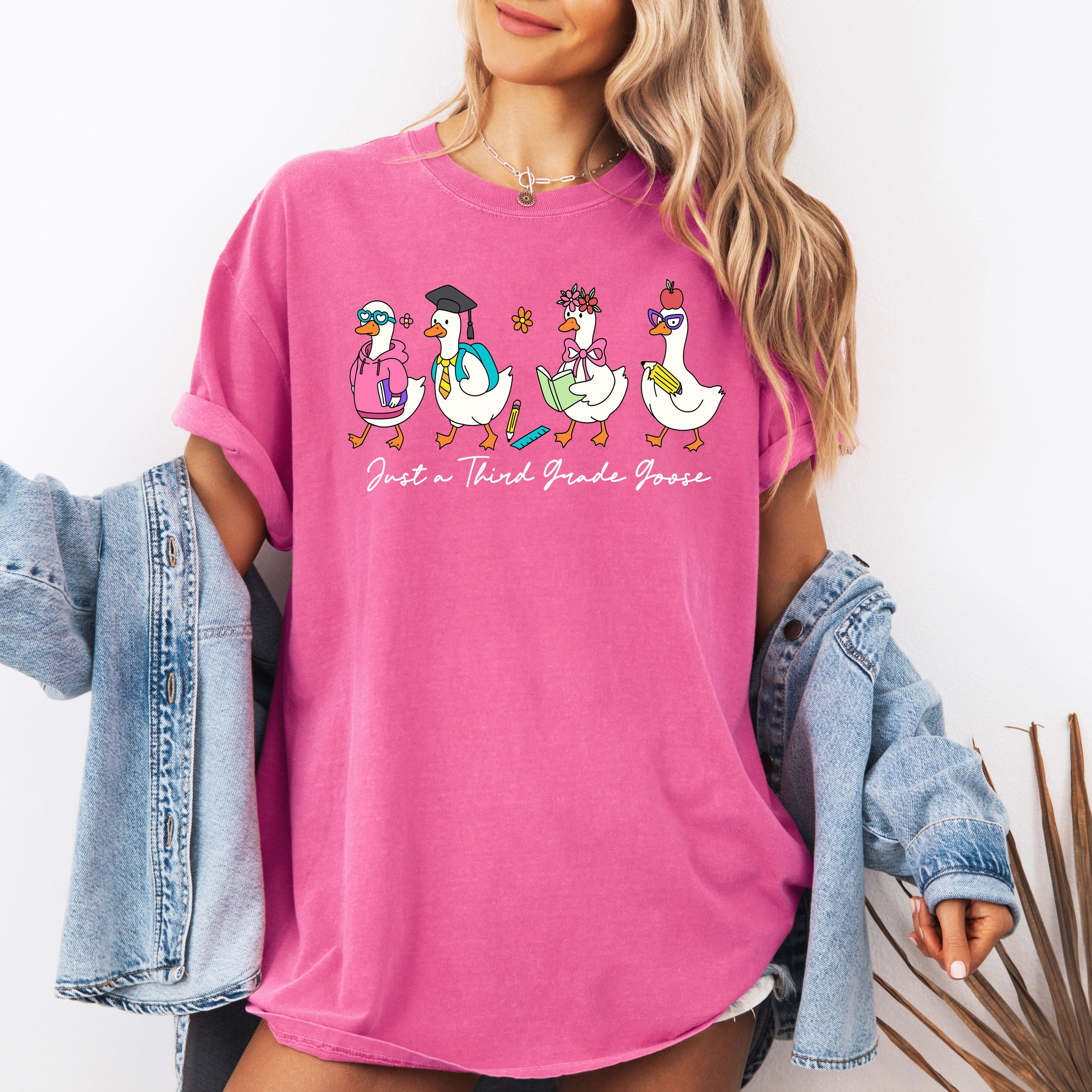 Just A Third Grade Goose Bow First Day Of School Teacher Appreciation Edition Comfort Colors Tee