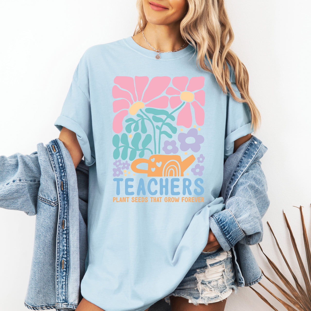 Teachers Plant Seeds Boho Floral Back to School First Day of School Comfort Colors Tee