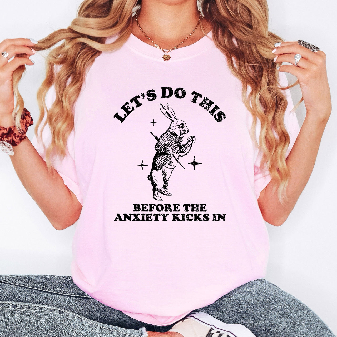 Let's Do This Before Anxiety Kicks In Rabbit Alice In Wonderland Comfort Colors Tee