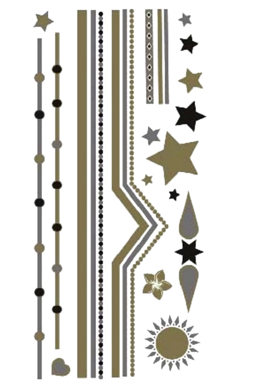 Gold Tattoo Combo- Sun and Stars