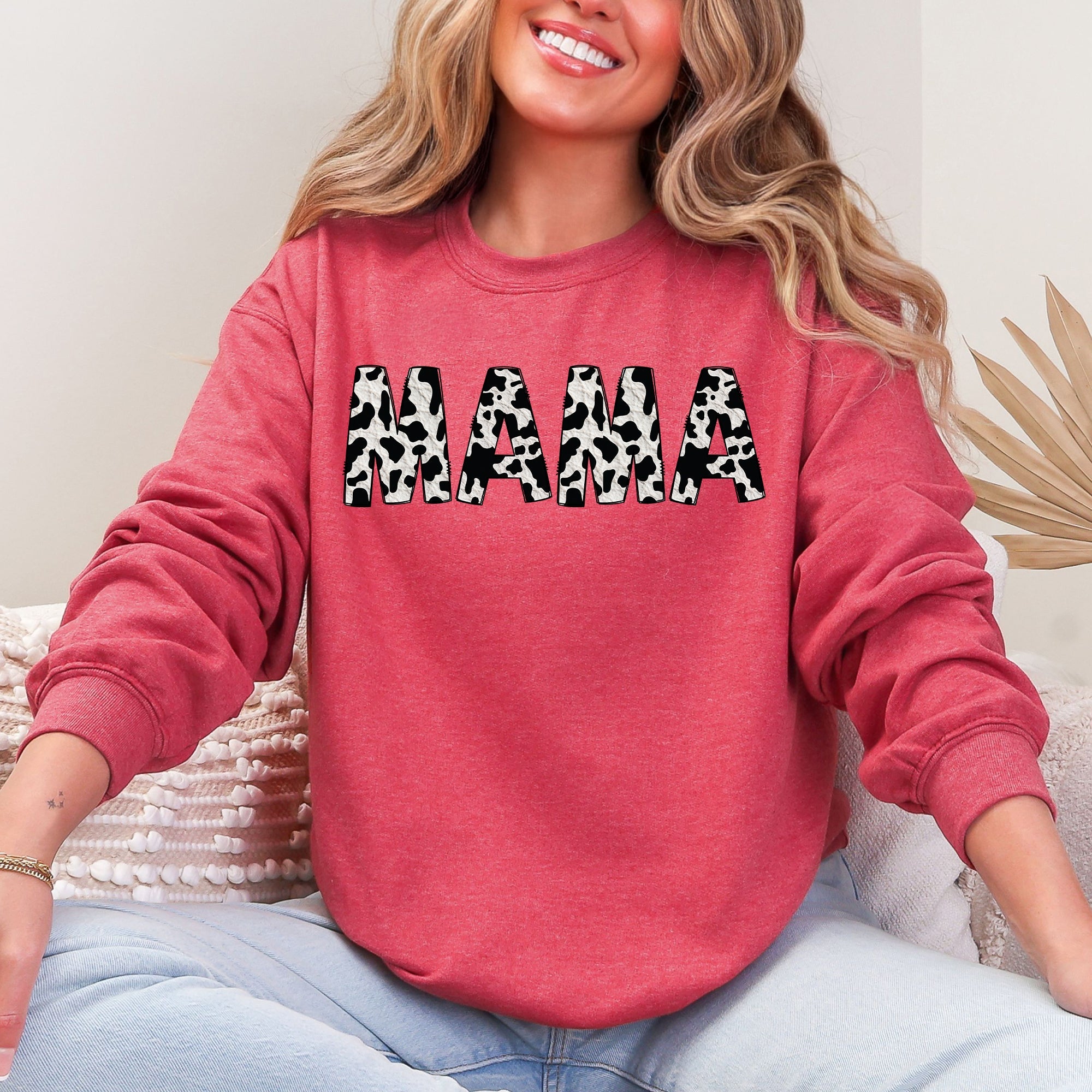 Mama Cow Print Cozy Animal Pattern Mother's Day Celebration Edition Deluxe Sweatshirt
