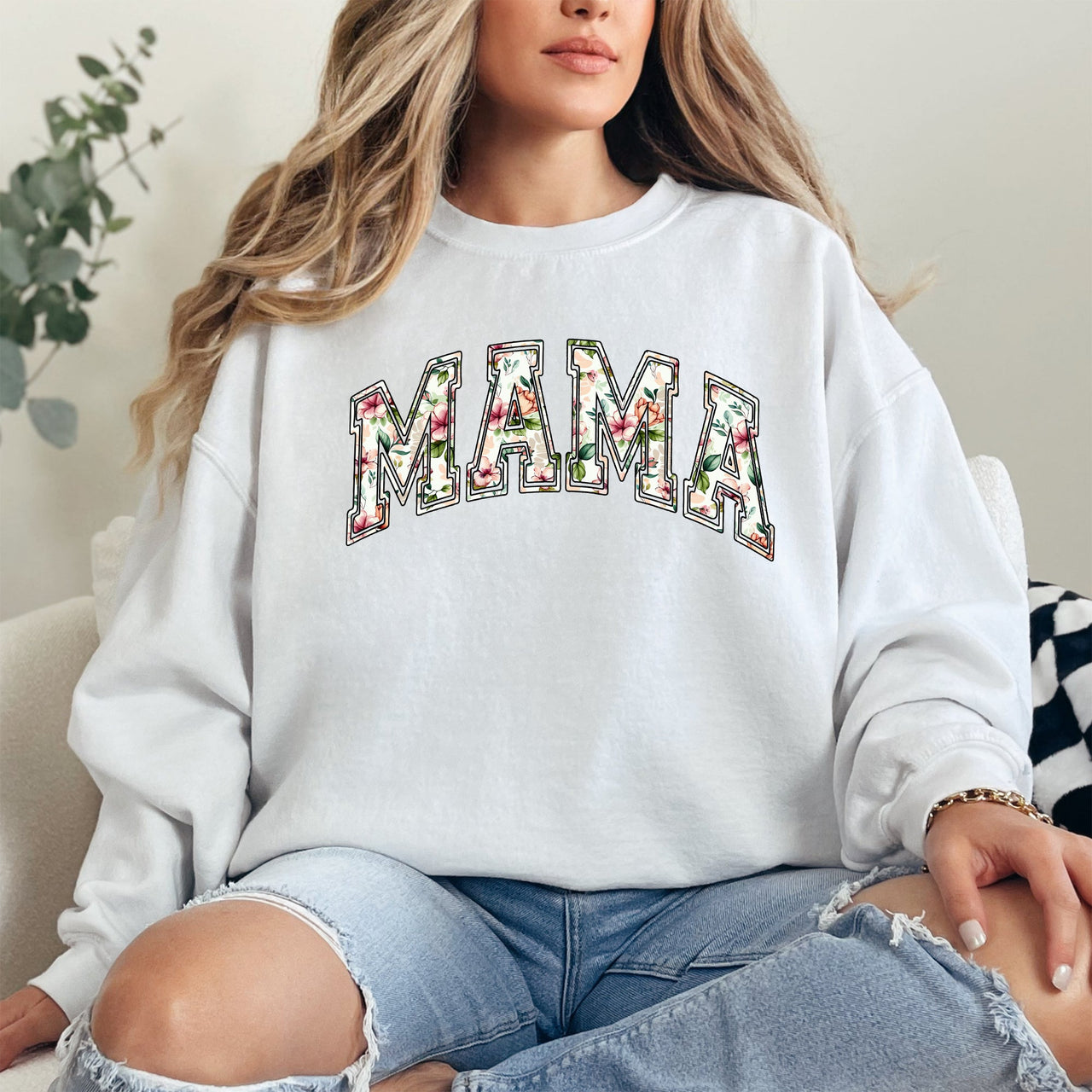 Mama Floral Chinoiserie Coquette Varsity Mother's Day Limited Edition Sweatshirt