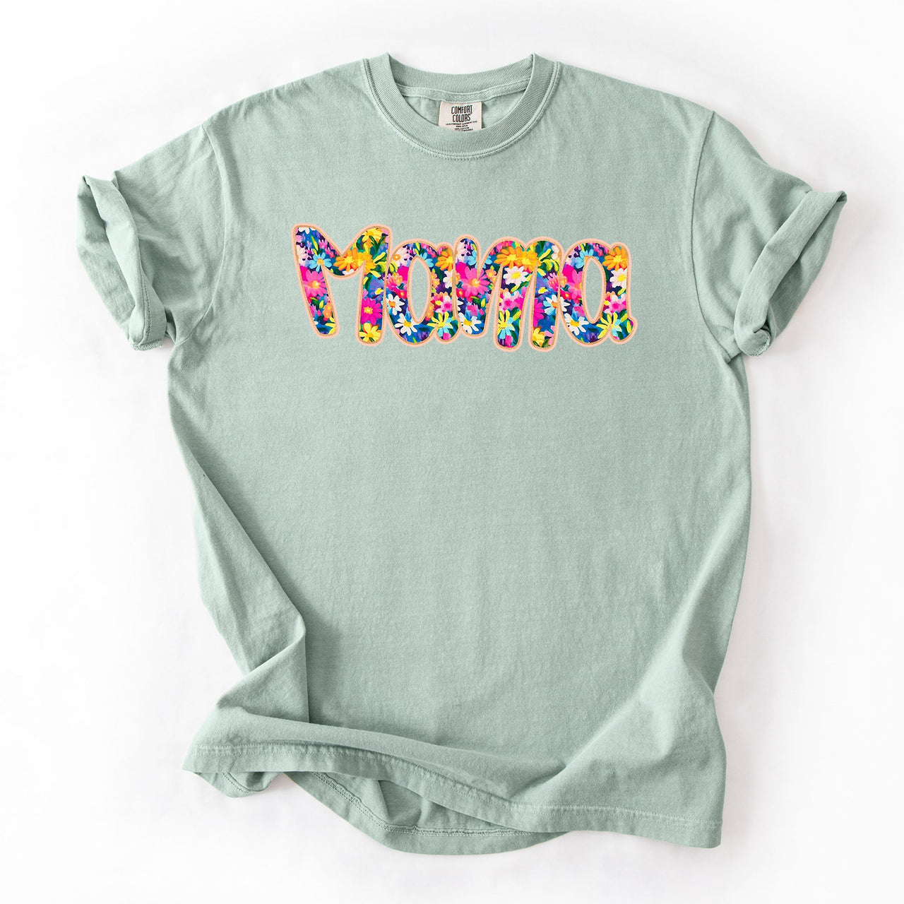 Mama Floral Pastel Garden Mother's Day Floral Print With Bright Blossoms And Spring Cheer Comfort Colors Tee