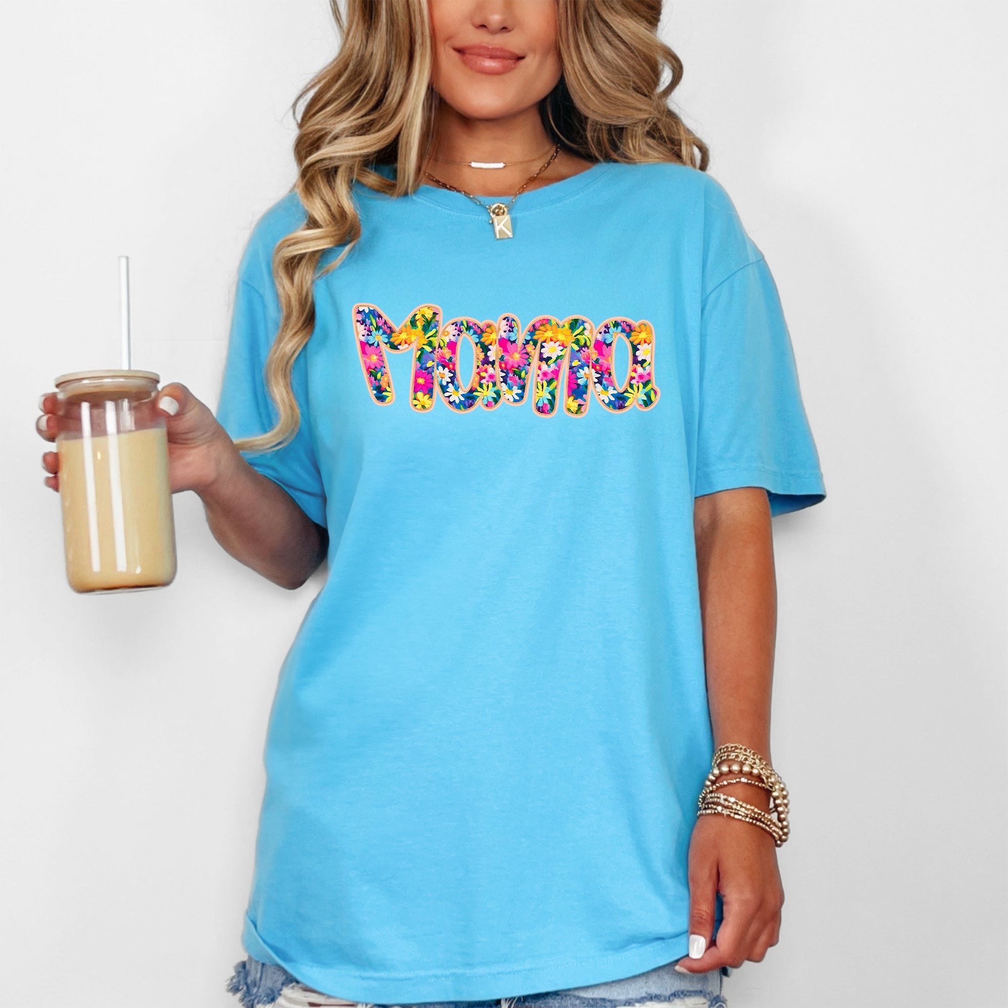 Mama Floral Pastel Garden Mother's Day Floral Print With Bright Blossoms And Spring Cheer Comfort Colors Tee