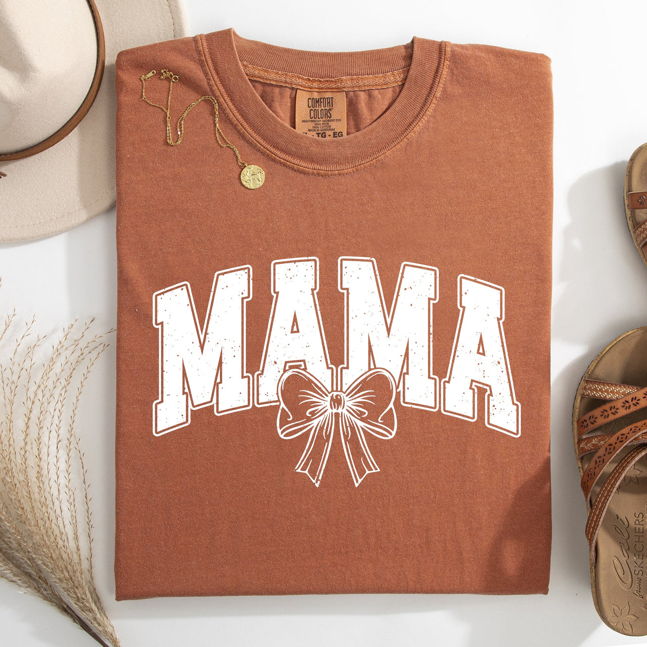 Mama, Green Bow, St Patrick's Day, Shamrock, Clover, Lucky, Leprechaun Comfort Colors Tee
