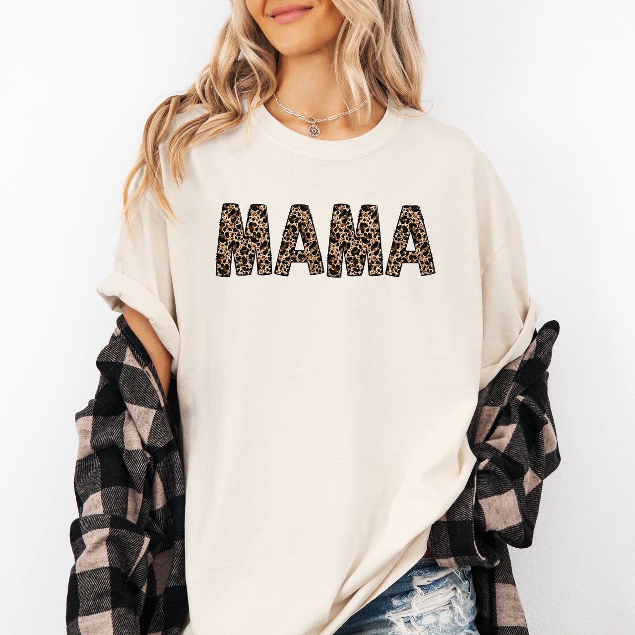 Mama Leopard Print Elegant Animal Print Mother's Day Celebration Comfort Colors Tee
