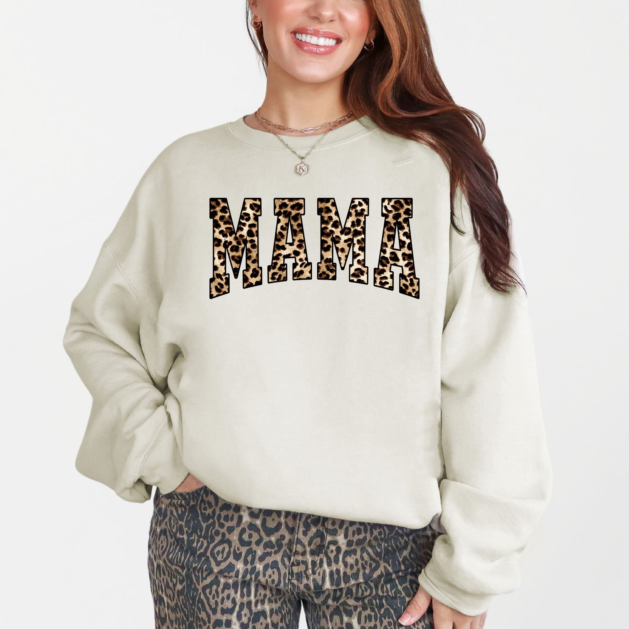 Mama Leopard Print Retro Animal Print Mother's Day Sweatshirt For Everyday Stylish Moms