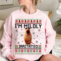 Mildly Irritated Christmas Sweatshirt | Funny Meme Ugly Christmas Sweater | Relatable Holiday Jumper | Sarcastic Xmas Mood Crewneck