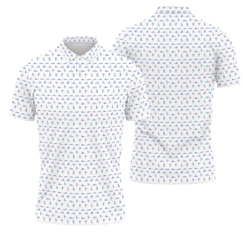 Stick Figure S-e-x Ed Polo Shirt – Funny Golf Polo for Men, Father's Day Gift, Breathable Athletic Menswear