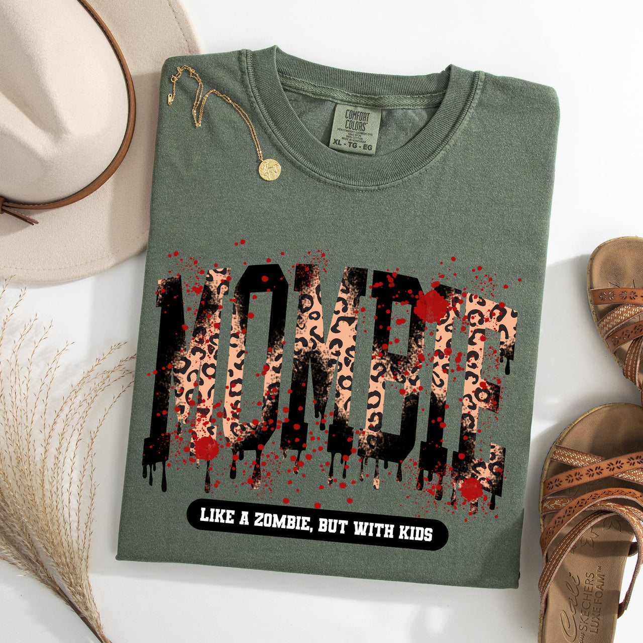 Mombie Like A Zombie But With Kids Halloween Witch Spooky Mom Life Comfort Colors Tee