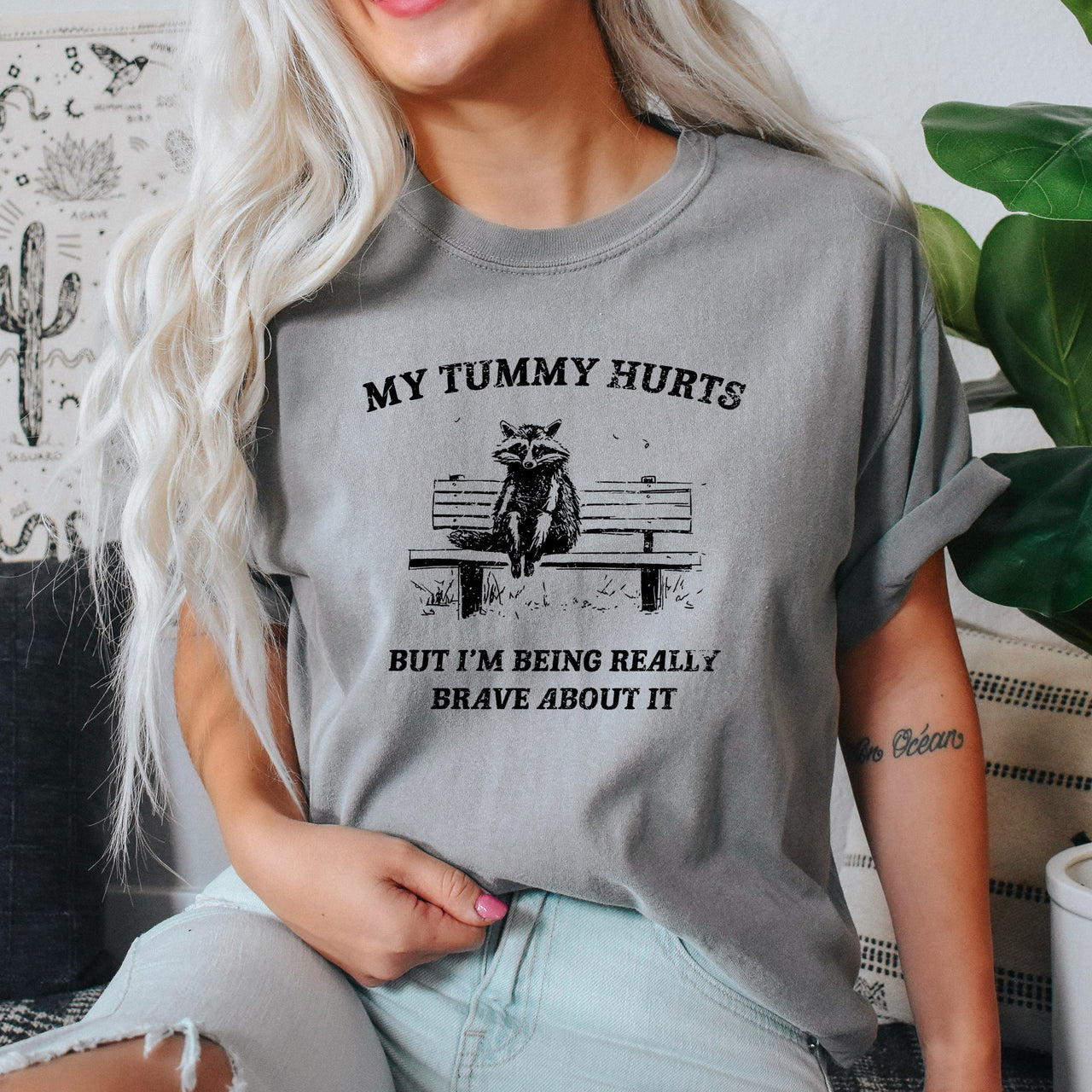 My Tummy Hurts Raccoon Meme Deluxe Edition Collectible Meme Premium Collection Comfort Colors Tee