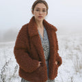 Pleione Womens Curly Faux Fur Teddy Coat