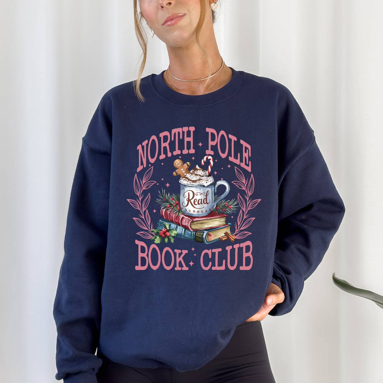 North Pole Book Club Reading Teacher Cozy Christmas Santa Library Sweatshirt