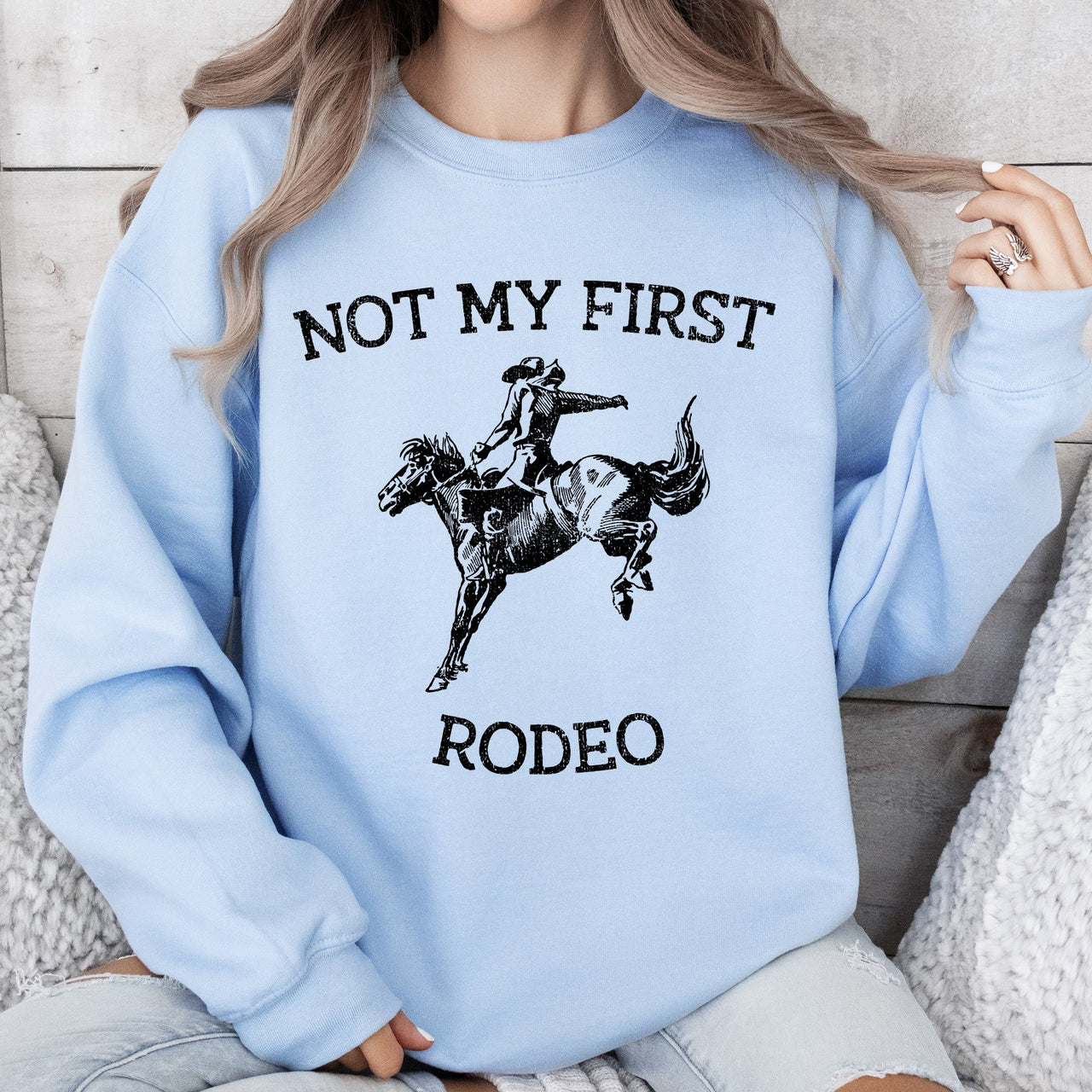 Not My First Rodeo Cowboy Country Cowgirl Vintage Western Pride Graphic Sweatshirt