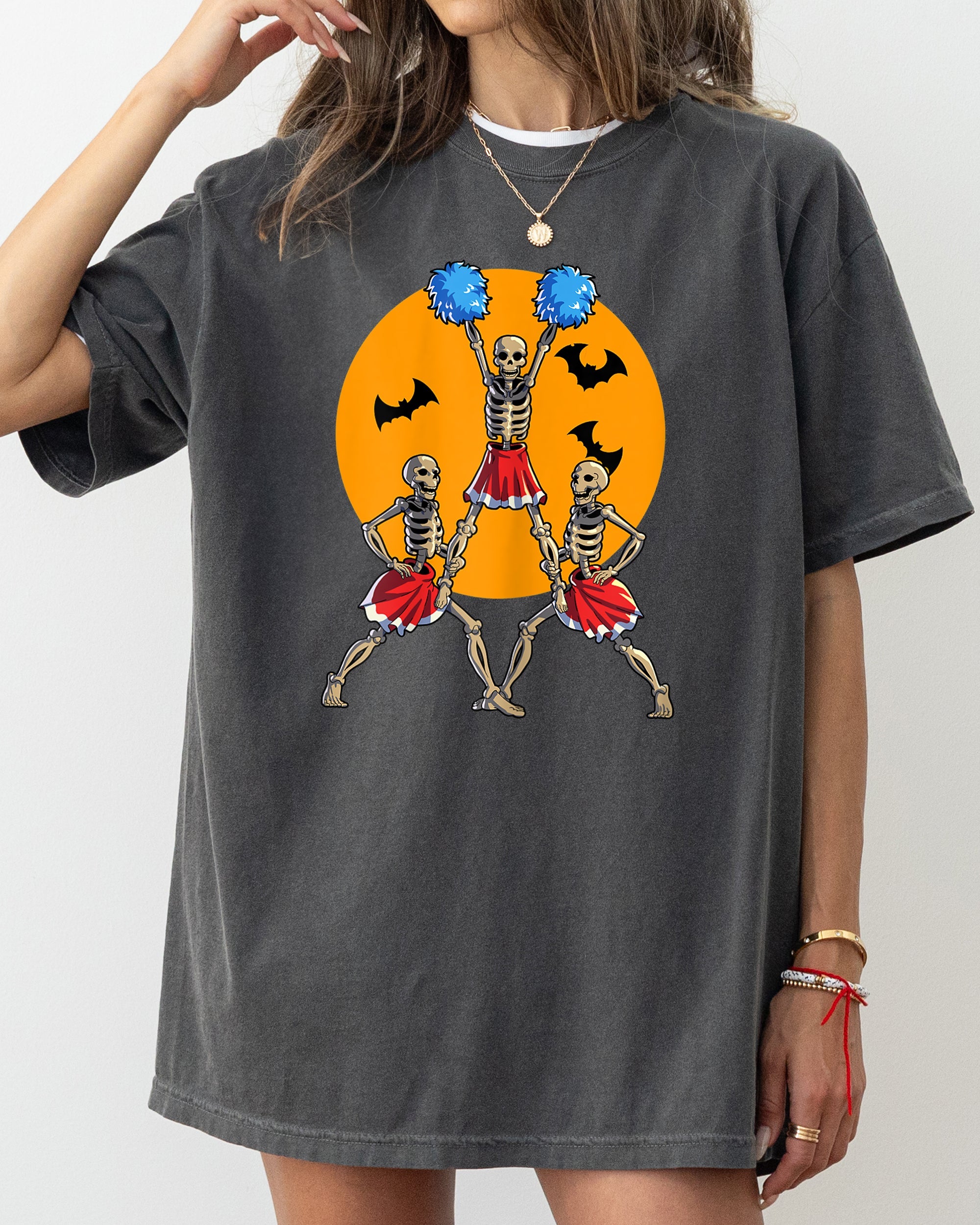Cheerleader Skeleton Ghost Spooky Funny Witch Aesthetic Meme Halloween Costume Comfort Colors Tee