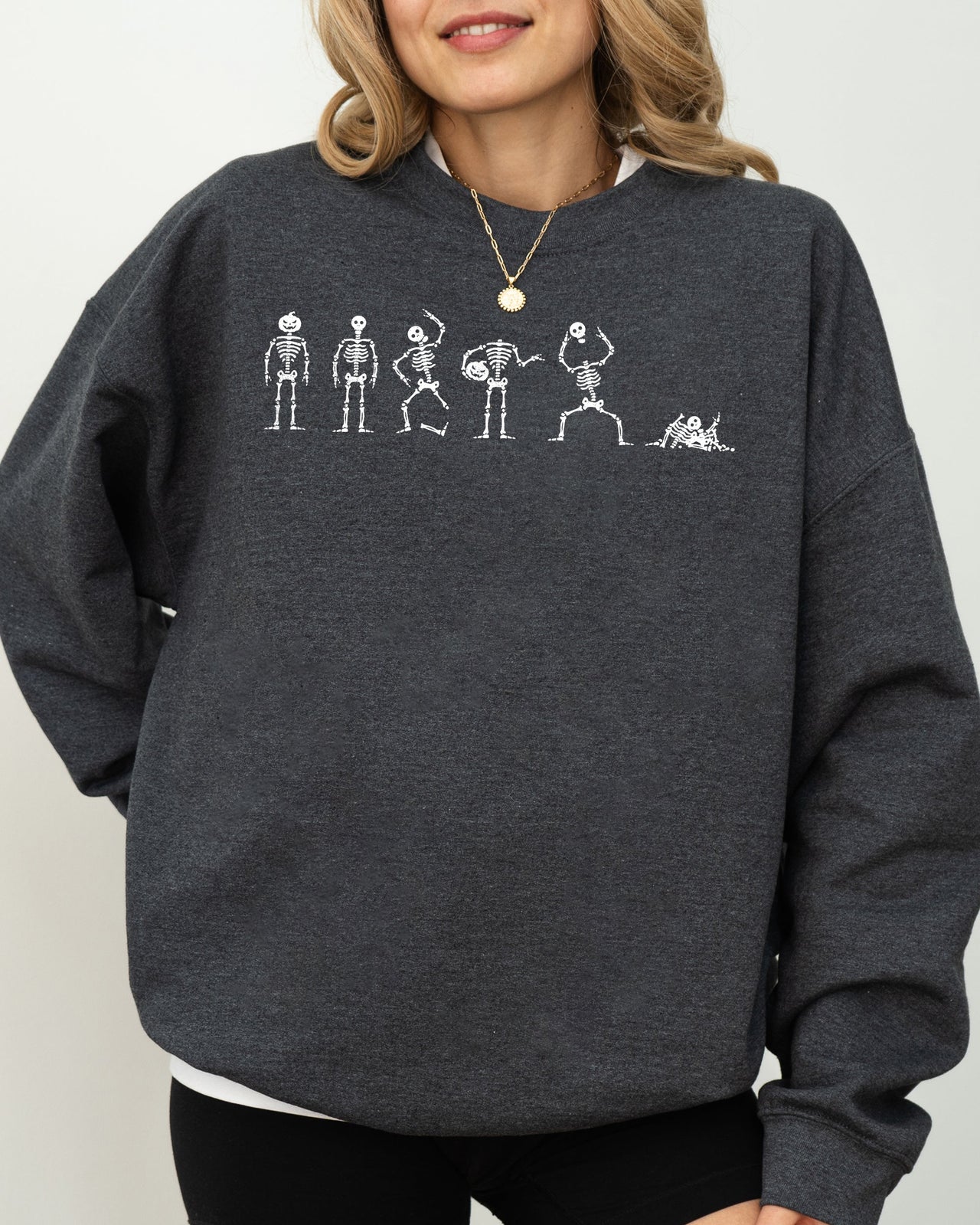 Dancing Skeletons Ghost Spooky Witch Halloween Costume Graphic Cozy Edition Sweatshirt